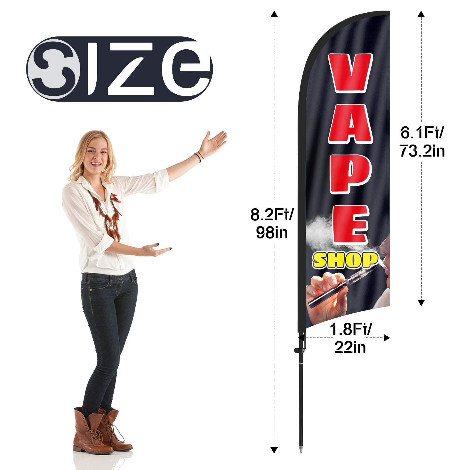 8ft Vape Shop Feather Flag Pole Kit