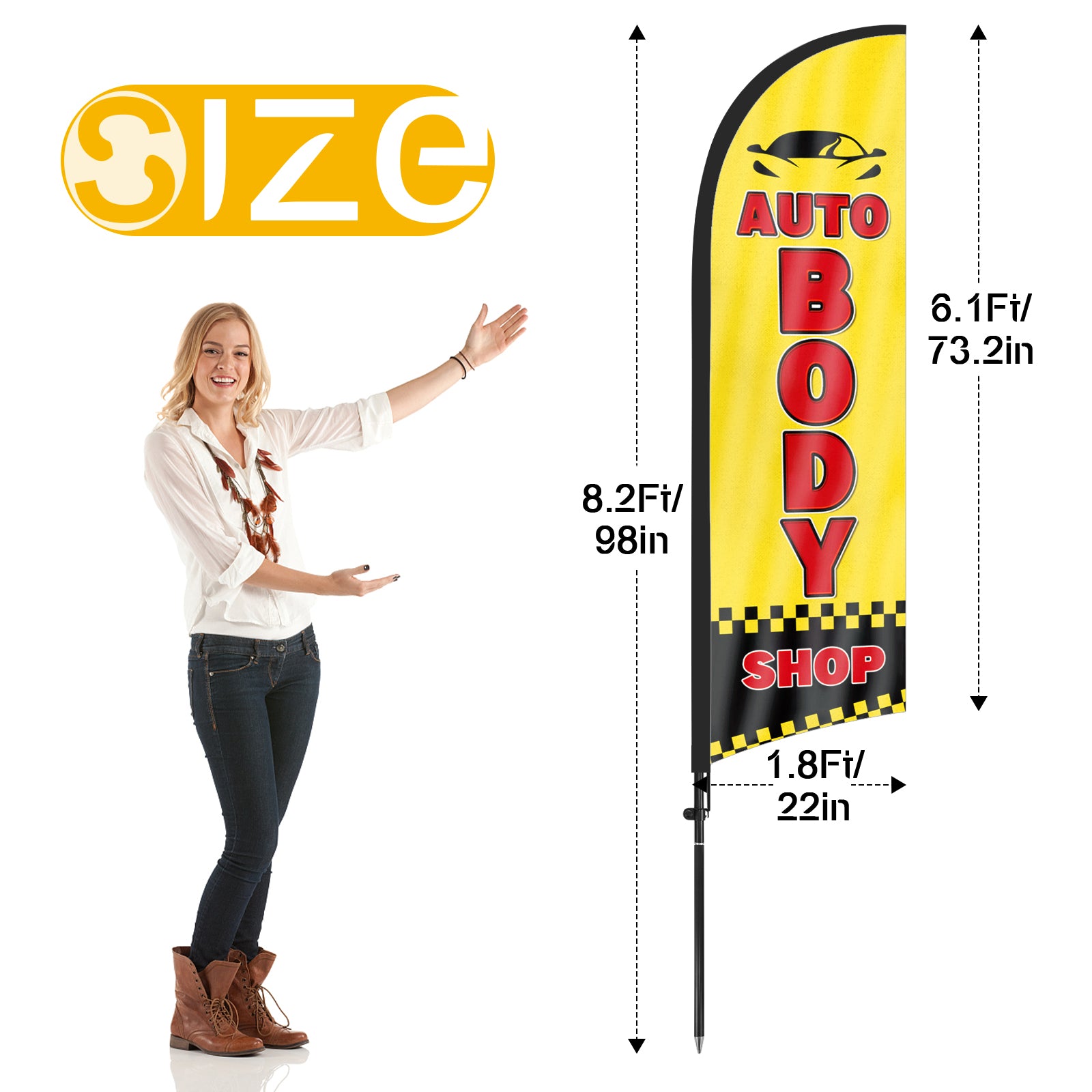 8ft Auto Body Shop Feather Flag Pole Kit