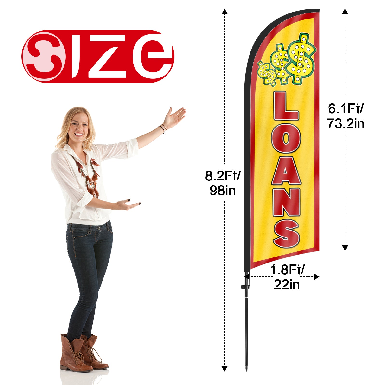 8FT Title Loans Yellow Feather Flag Pole Kit