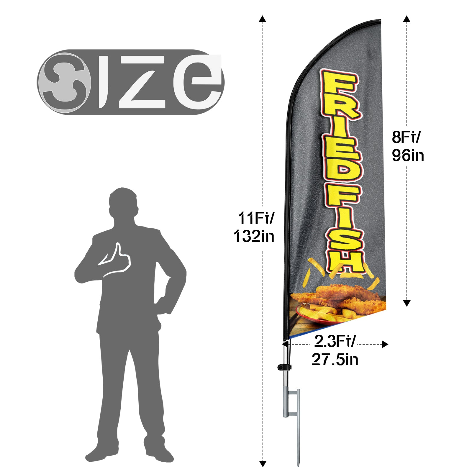 11ft Fried Fish Feather Flags Kit
