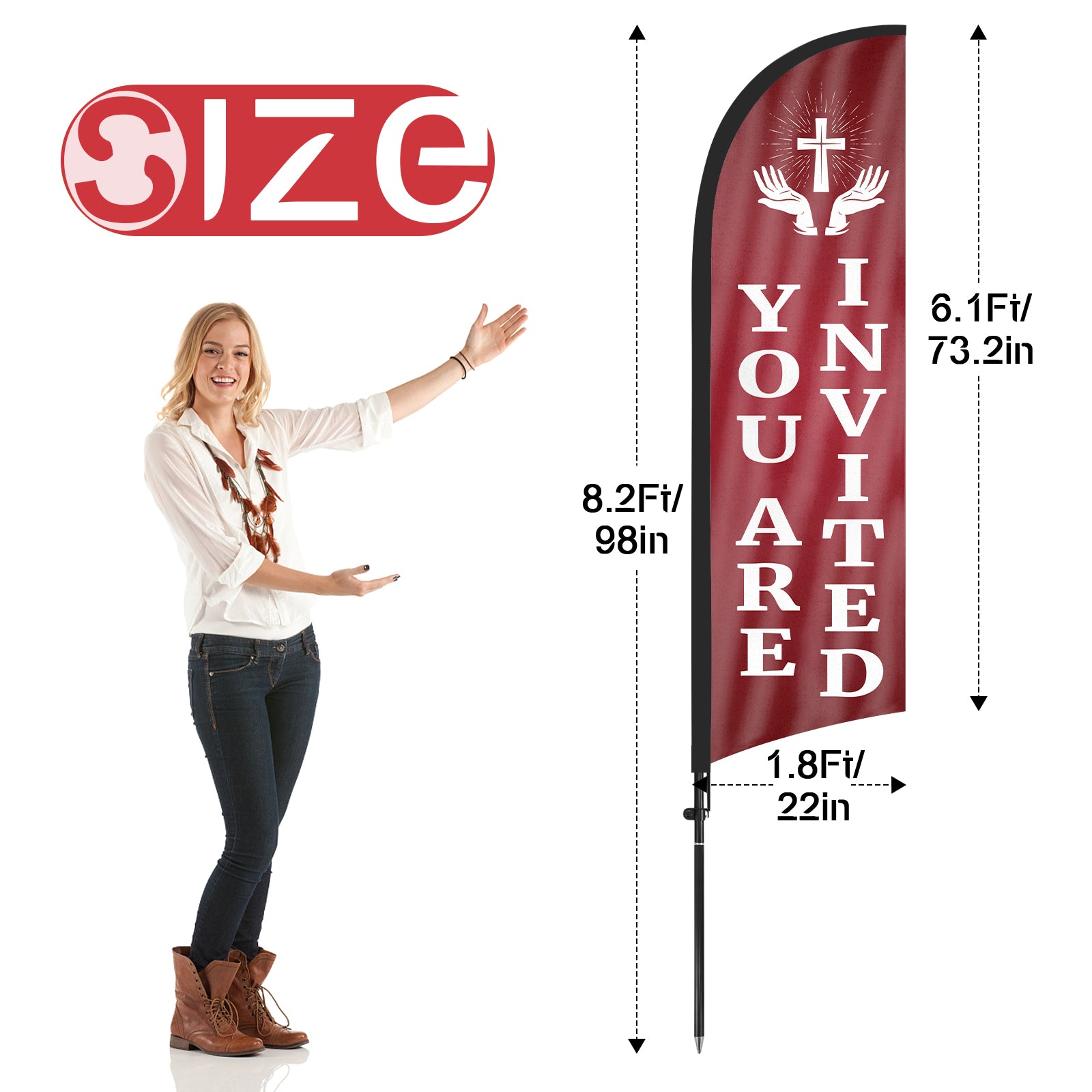 8ft You Are Invited Feather Flag Pole Kit
