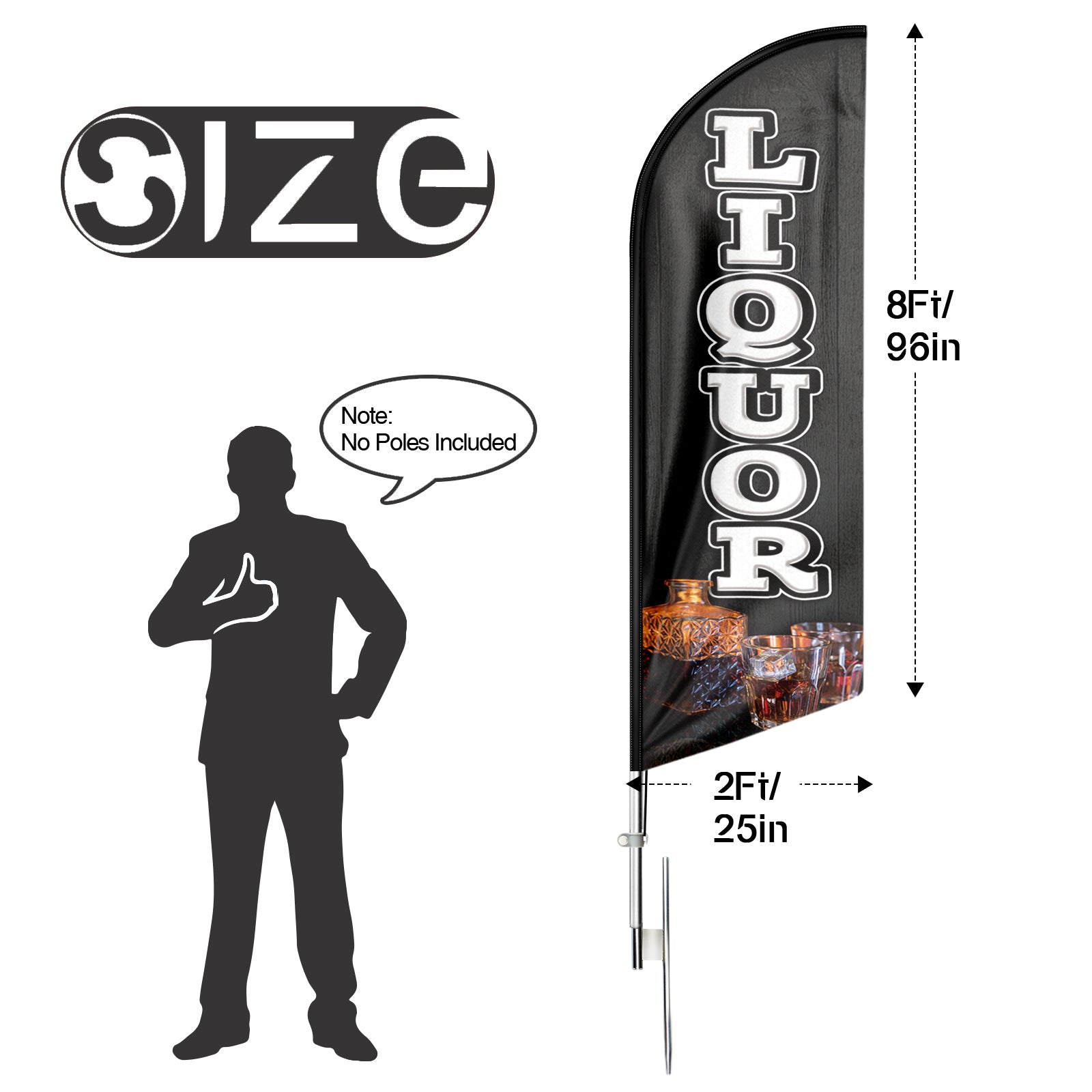 Liquor flags-8ft Black Liquor Feather Flag（Flagpole Not Included）