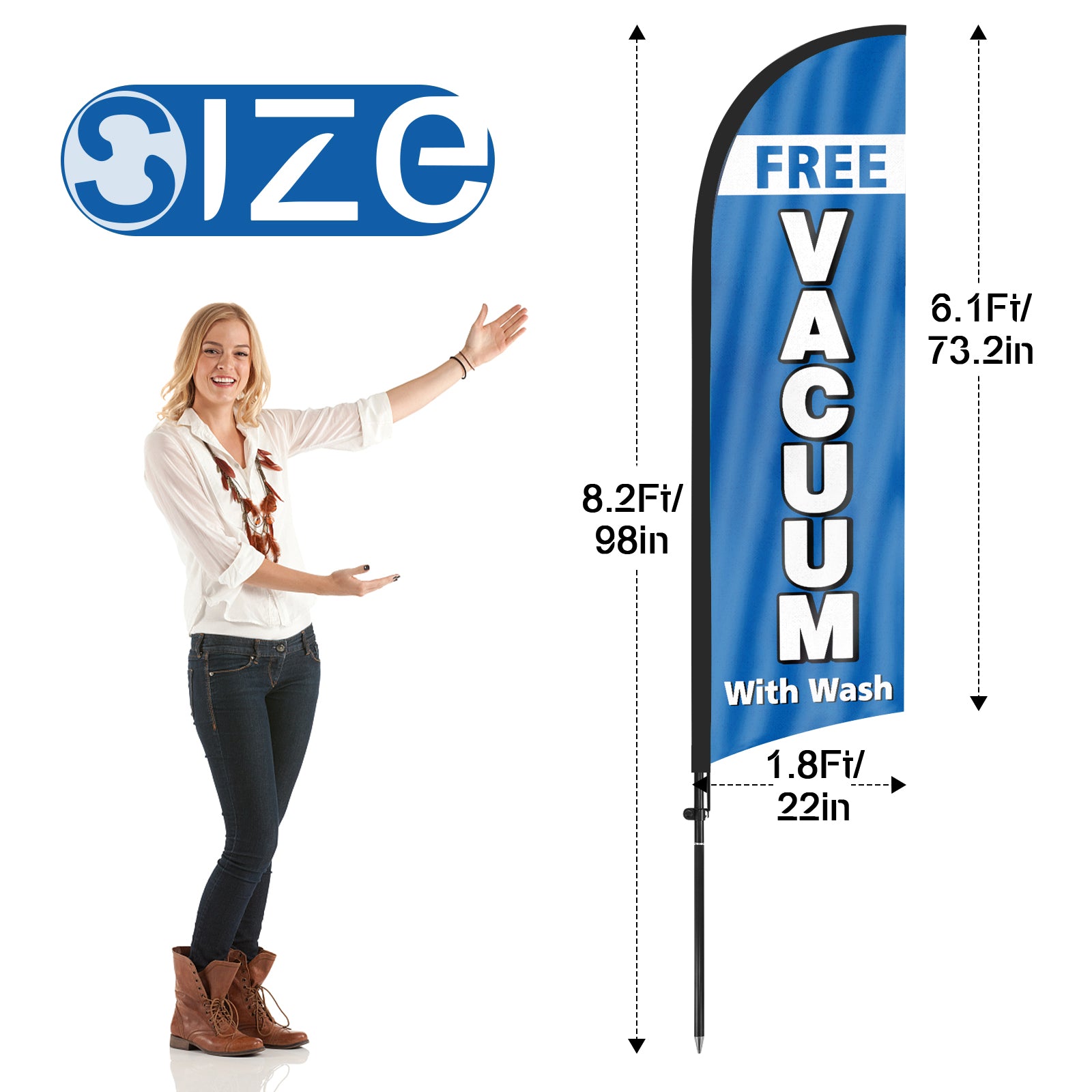 8ft Free Vacuum Feather Flag Pole Kit