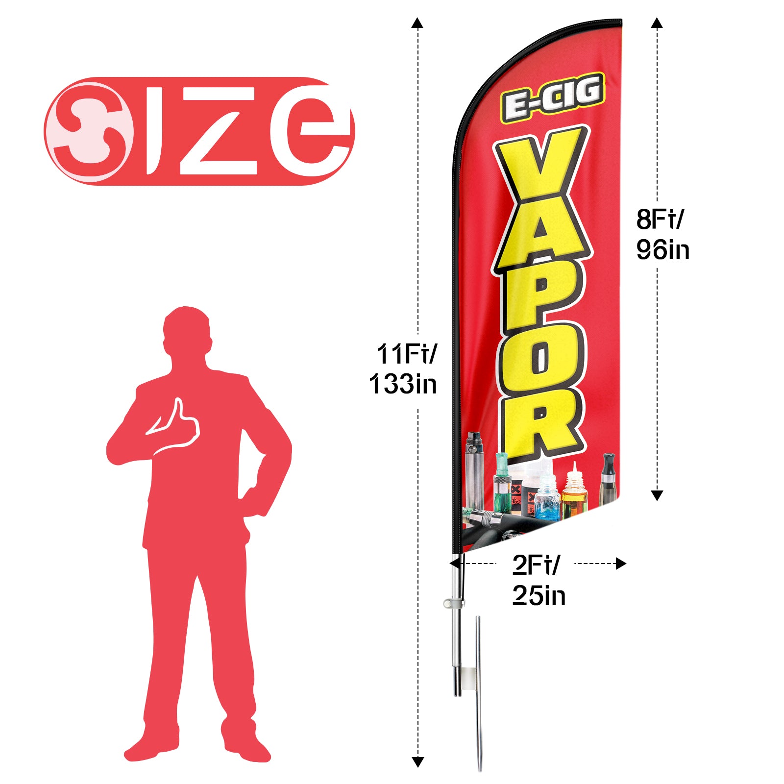 FSFLAG E-CIG Vapor Swooper Flag Feather Flag Pole Kit