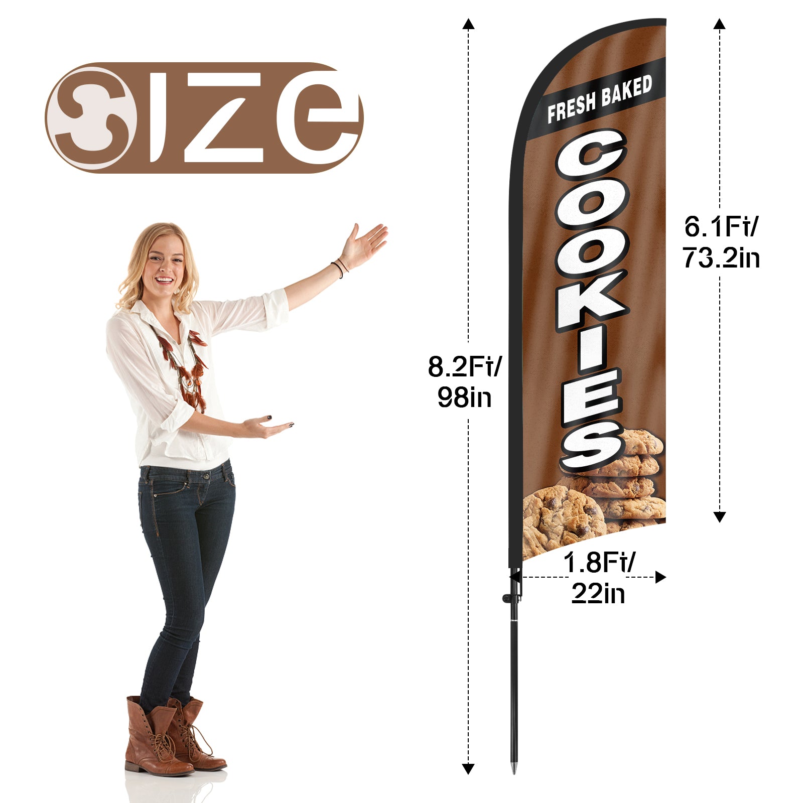 Cookies Sign-8ft Fresh Baked Cookies Feather Flag Kit with Pole and Stake