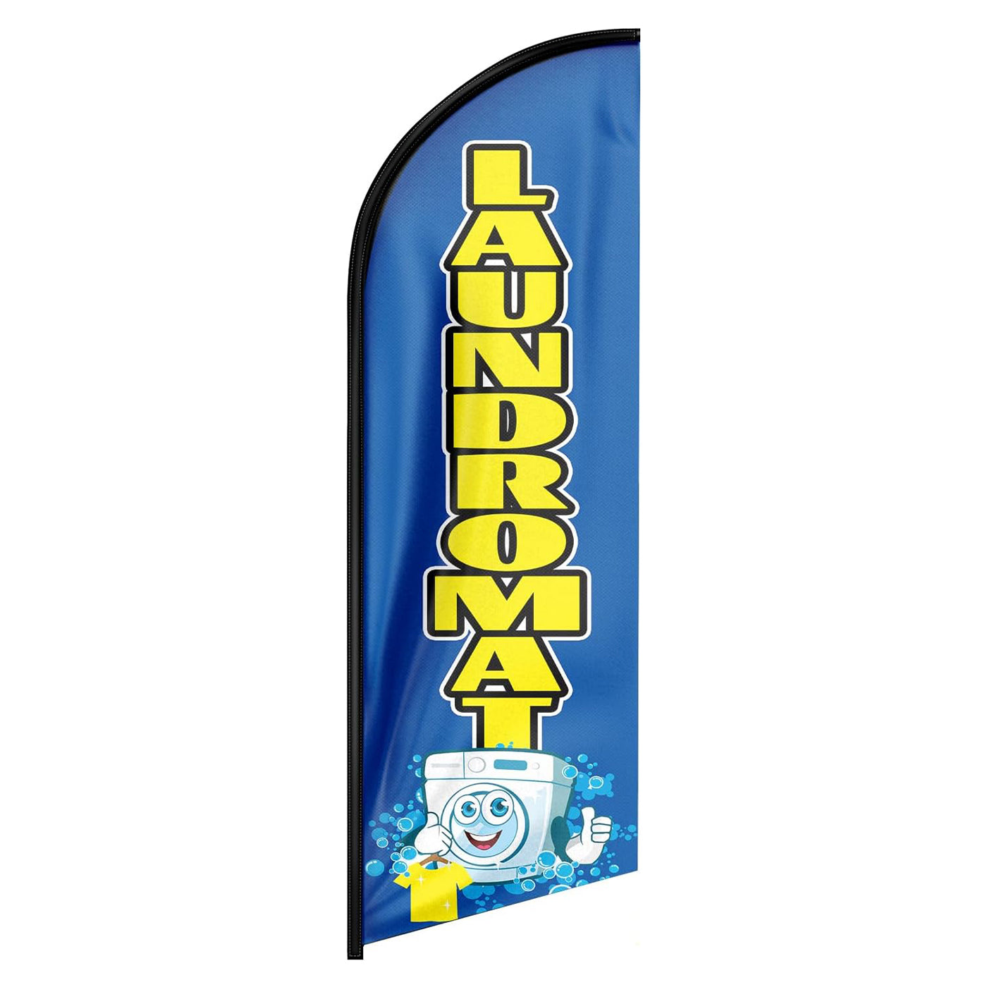 Laundromat Signs-8ft Blue Laundromat Feather Flag for Laundromat Business（Flagpole Not Included）