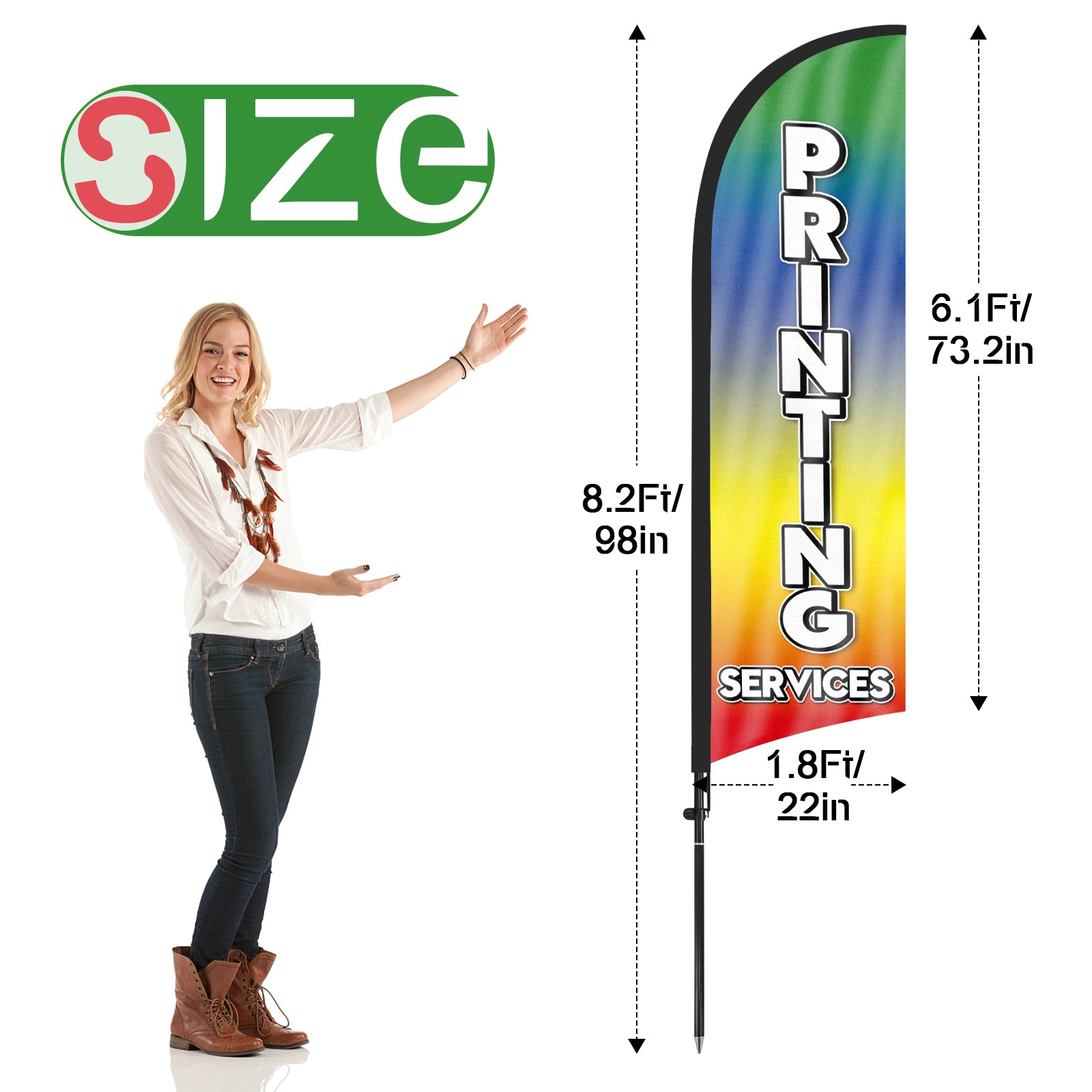8Ft Printing Feather Flag with Pole & Stake