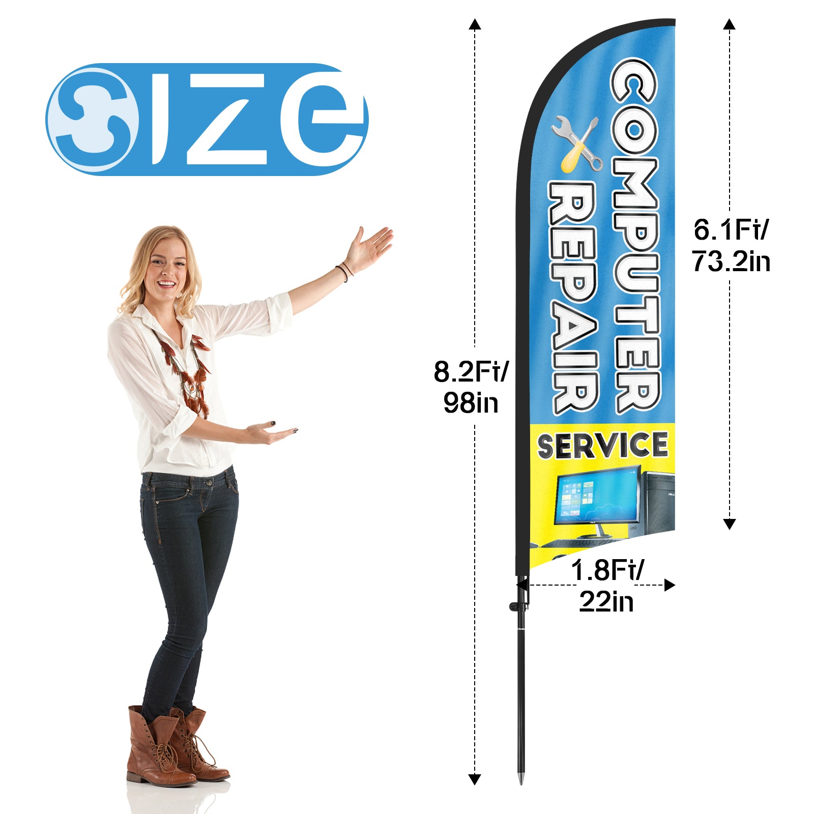 8ft Computer Repair Feather Flag Pole Kit