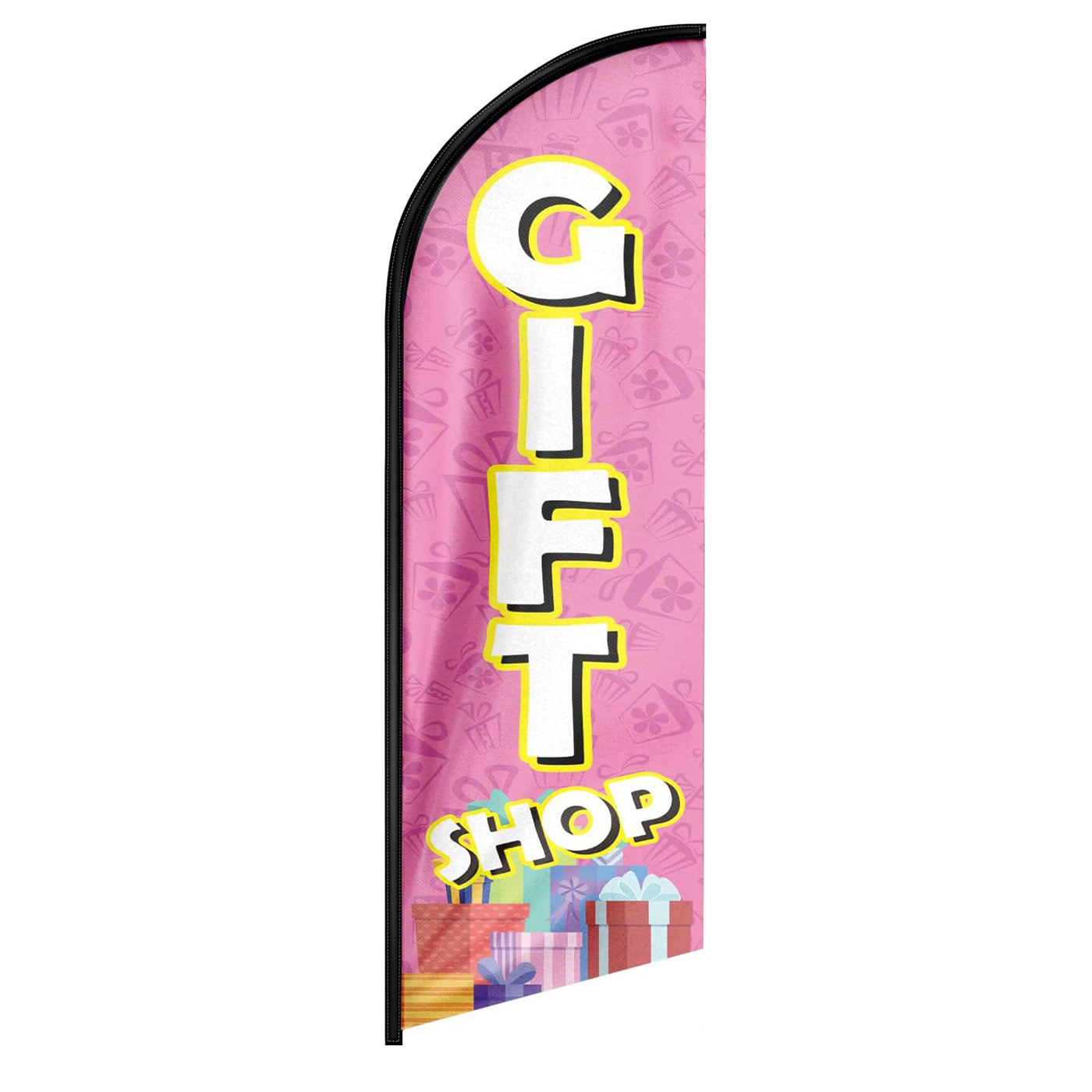 Gift Shop Sign-8Ft Pink Gift Shop Feather Flag for Gift Shop Business（Flagpole Not Included）