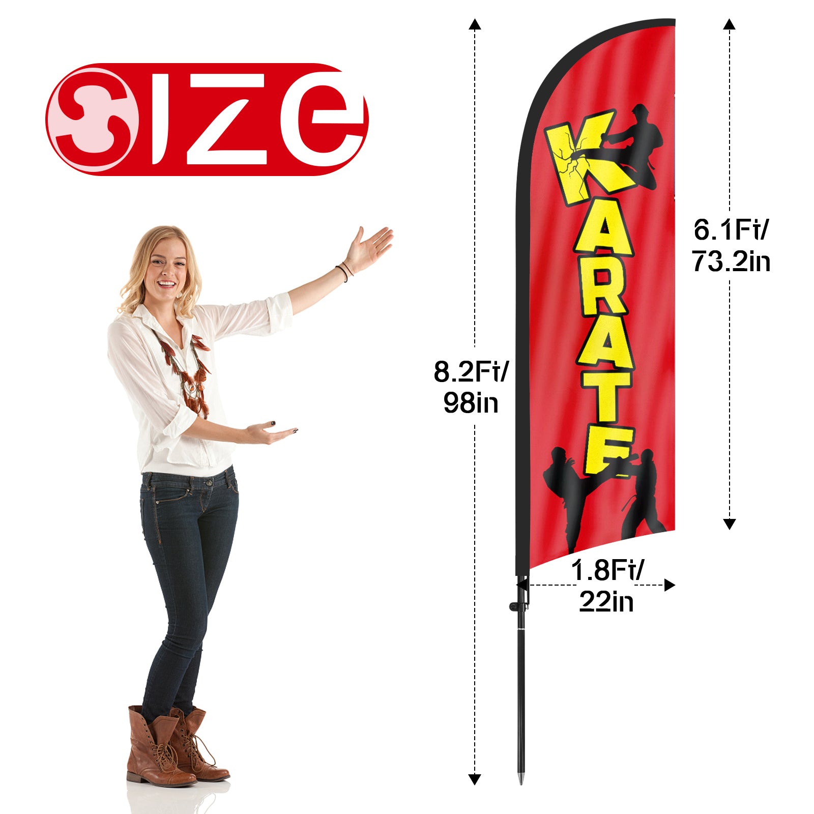 8ft Karate Feather Flag Pole Kit