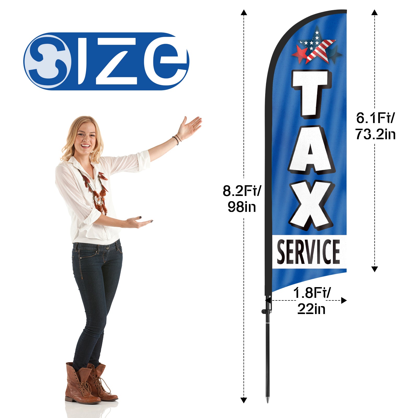 Tax Service Signs-8FT Blue Tax Service Feather Flag Pole Kit