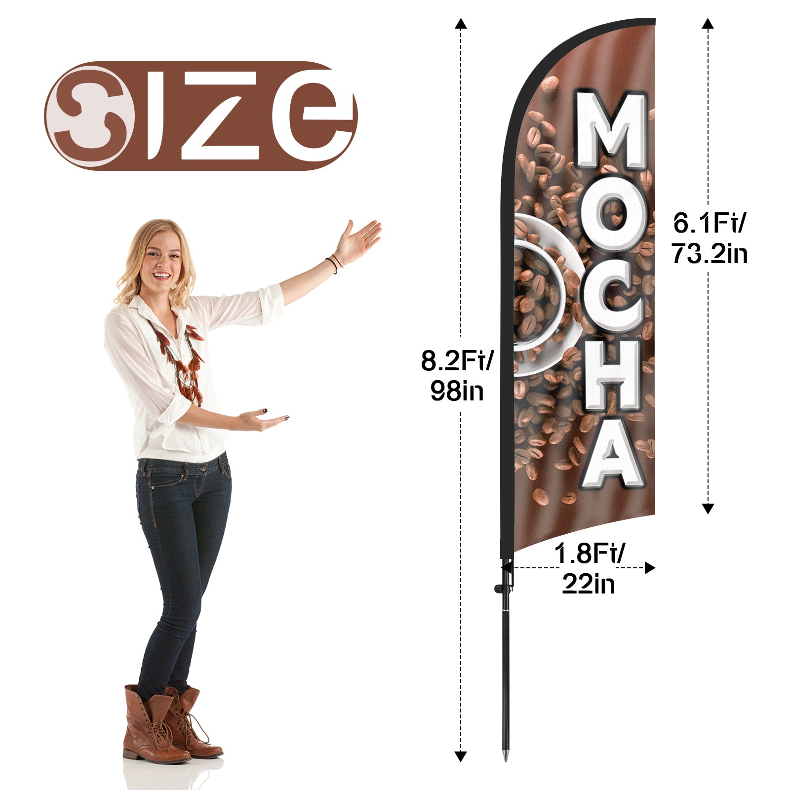 Mocha Flags-8ft Mocha Feather Flag Kit with Pole and Stake