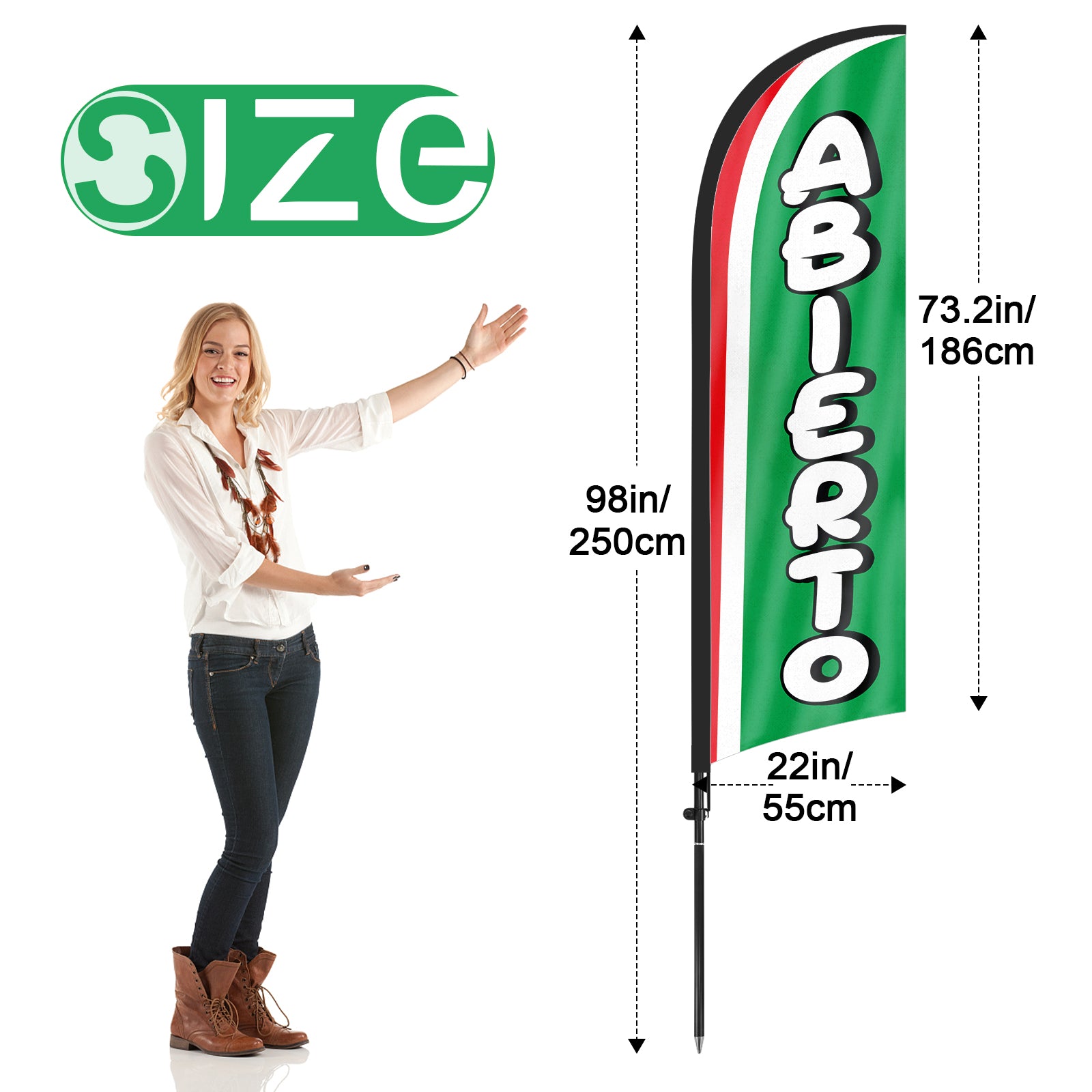 8ft Abierto 02 Feather Flag with Pole and Stake