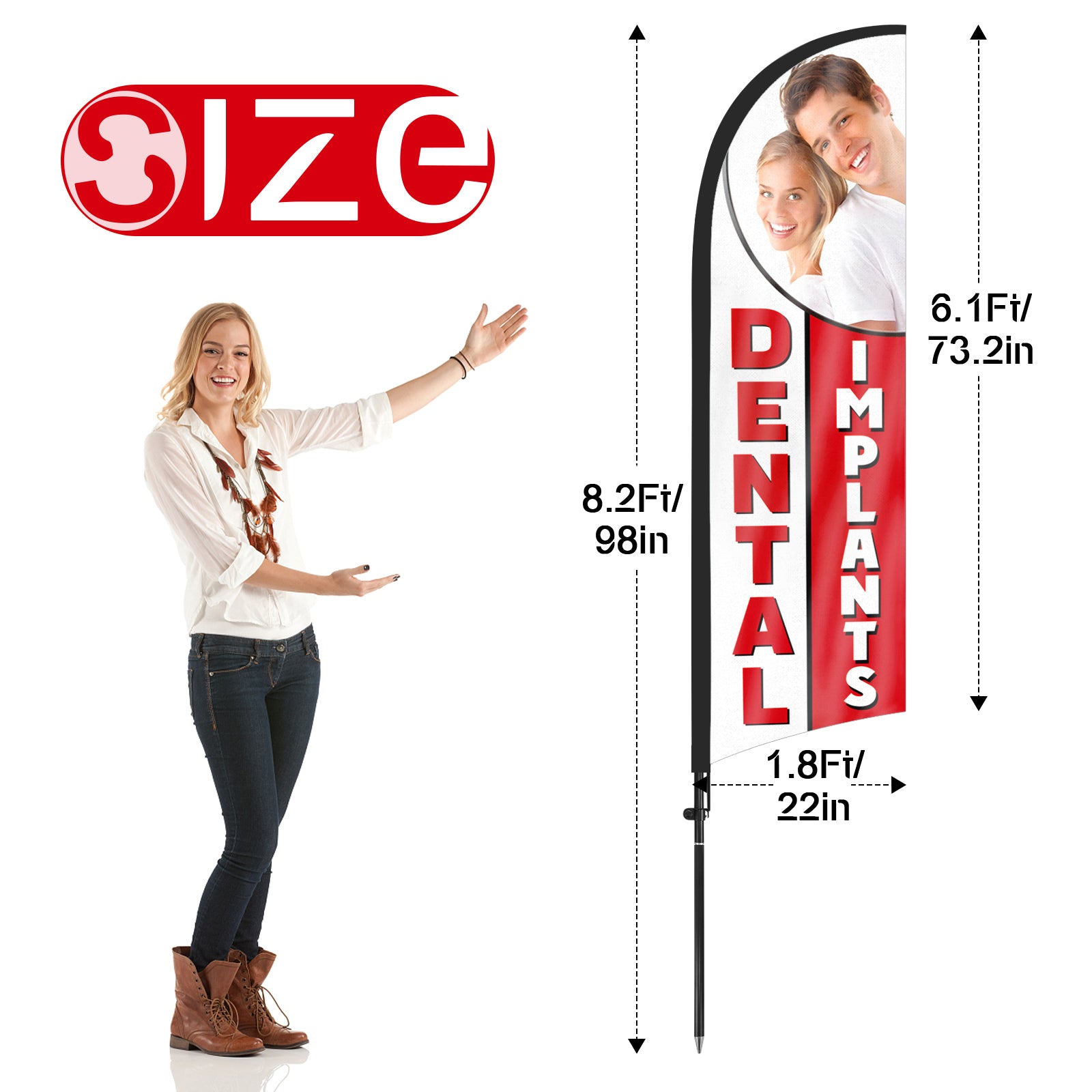 8ft Dental Implants Feather Flag Pole Kit