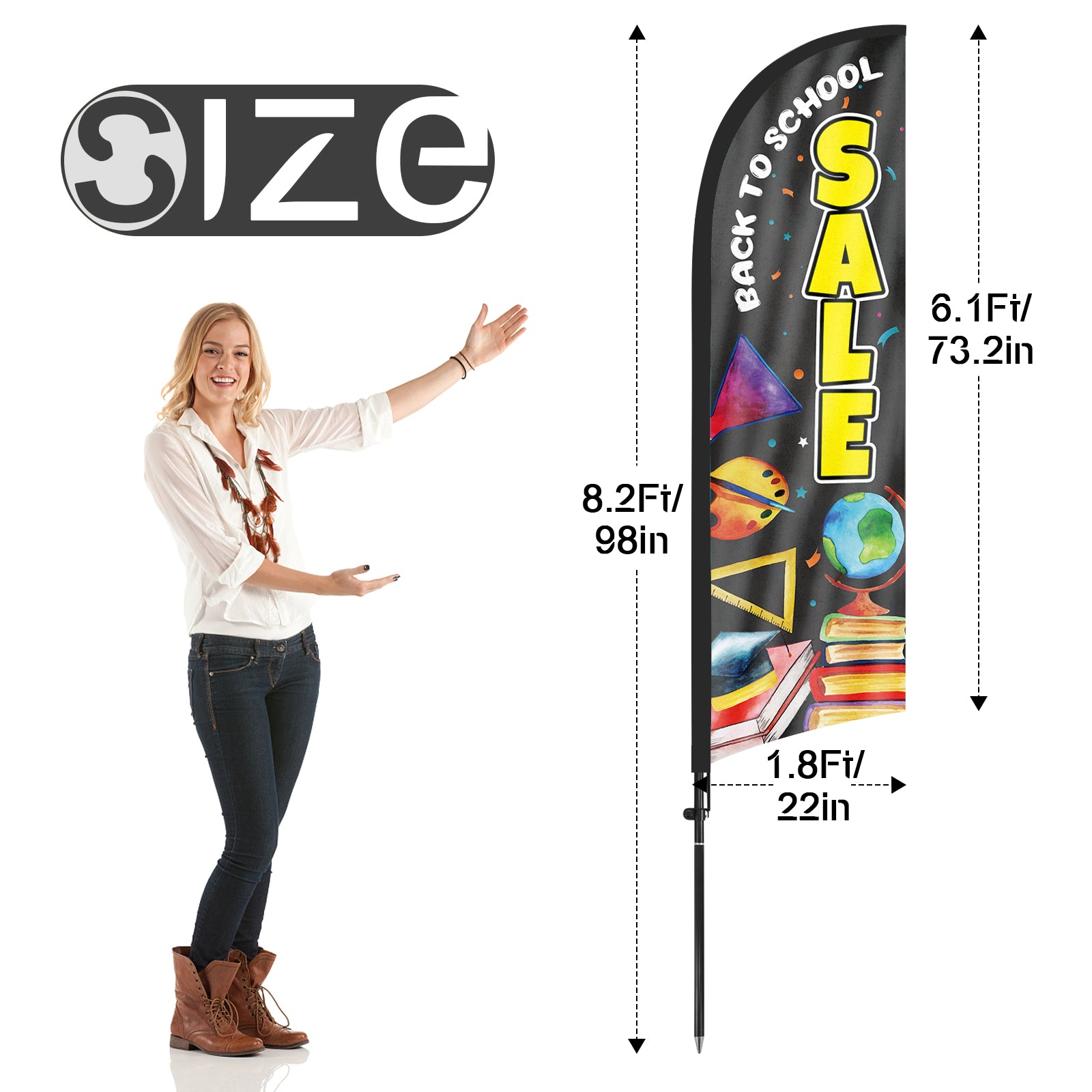 8ft Back To School Sale Feather Flag Pole Kit