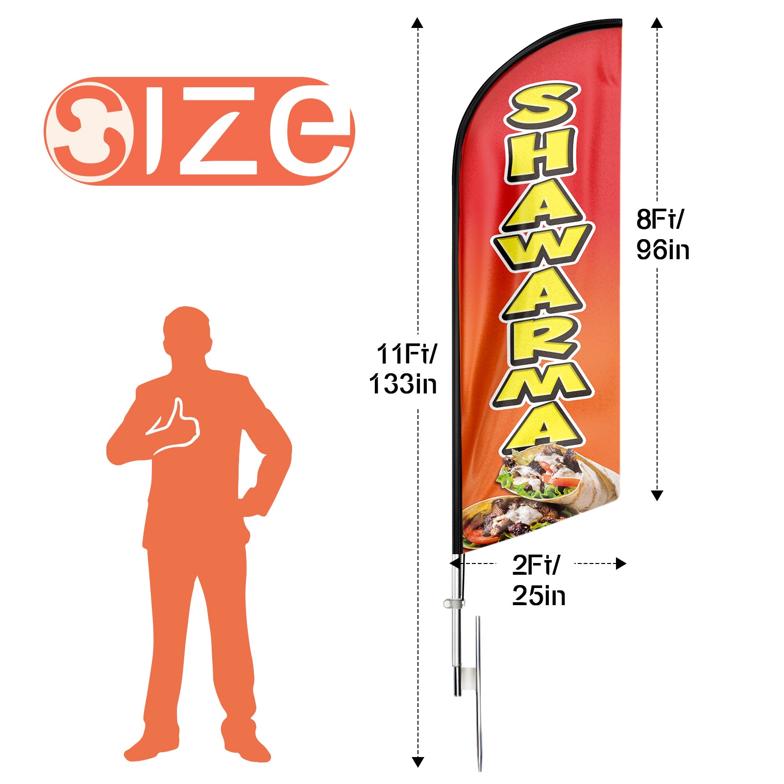Shawarma Sign-11ft Shawarma Swooper Flag Feather Flag Pole Kit