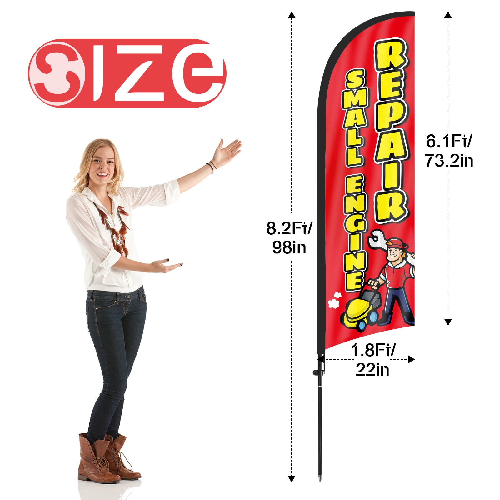 Small Engine Repair Sign-8ft Small Engine Repair Feather Flag Pole Kit