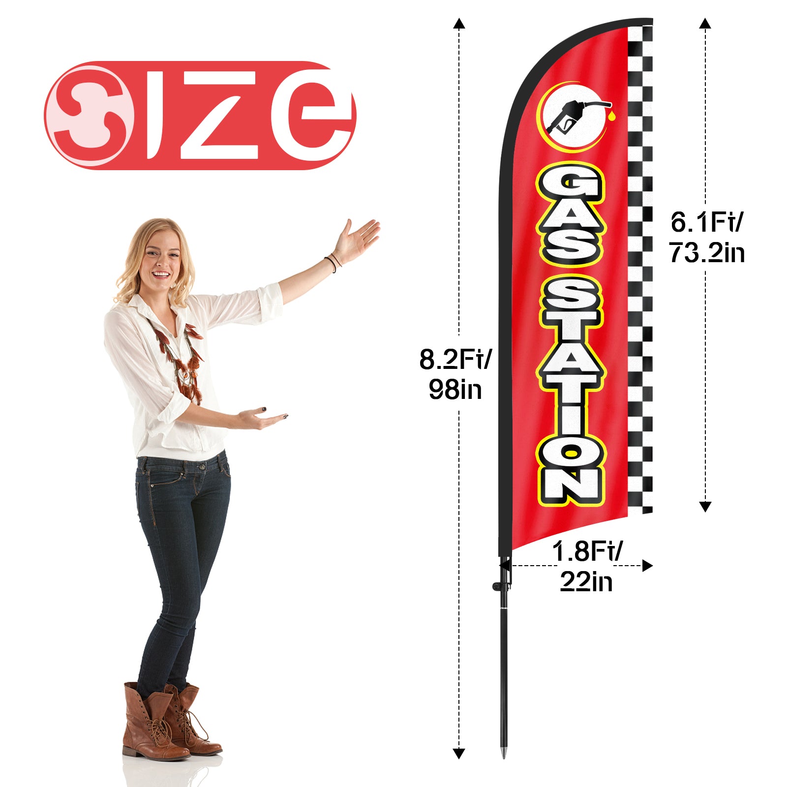 8ft Gas Station Feather Flag Pole Kit