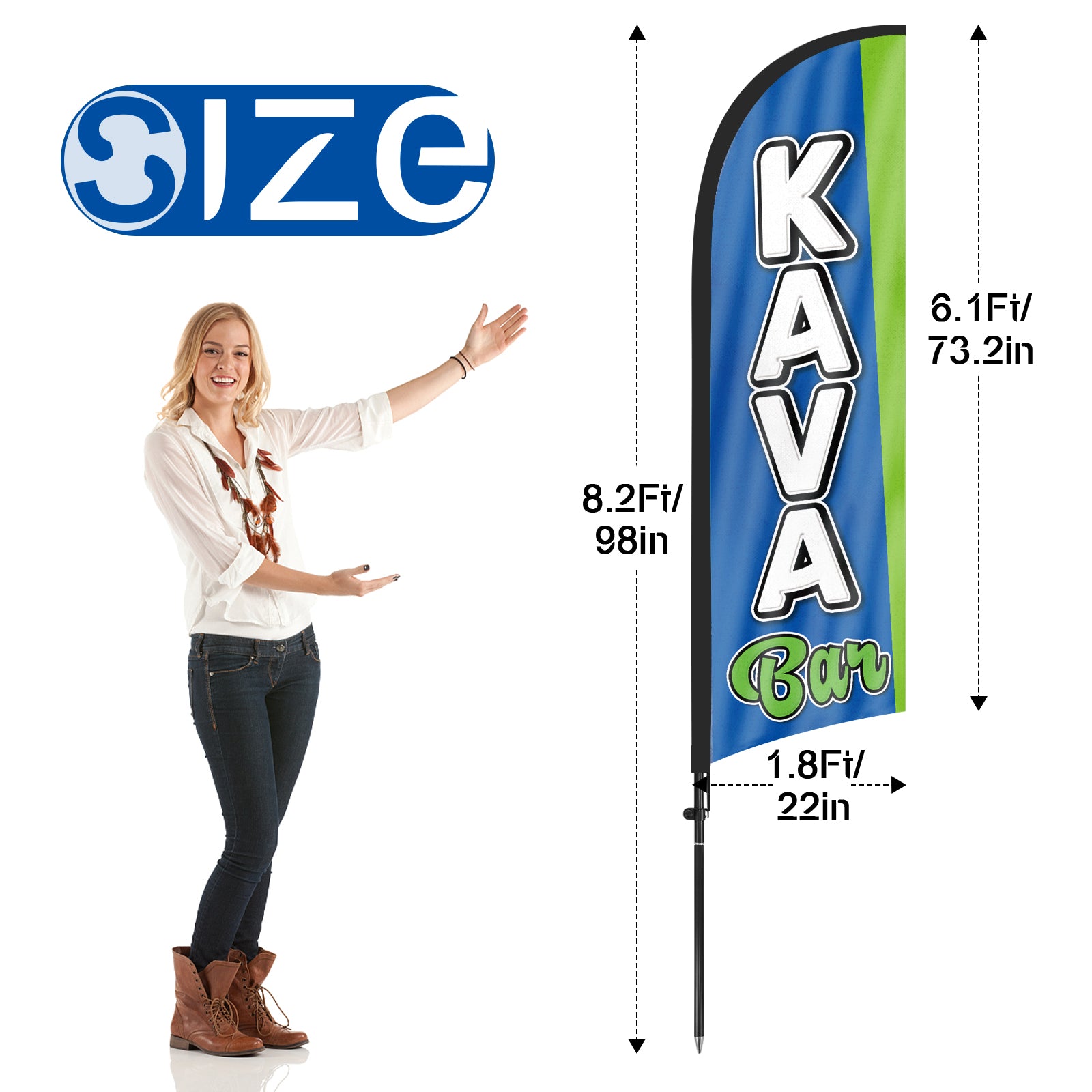 8ft Kava Bar Blue Feather Flag Pole Kit
