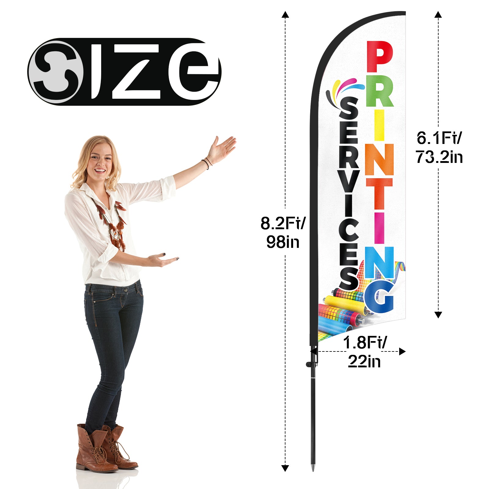 8Ft Printing White Feather Flag with Pole & Stake