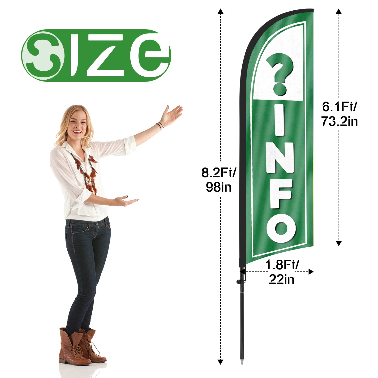 8Ft Information Feather Flag with Pole & Stake