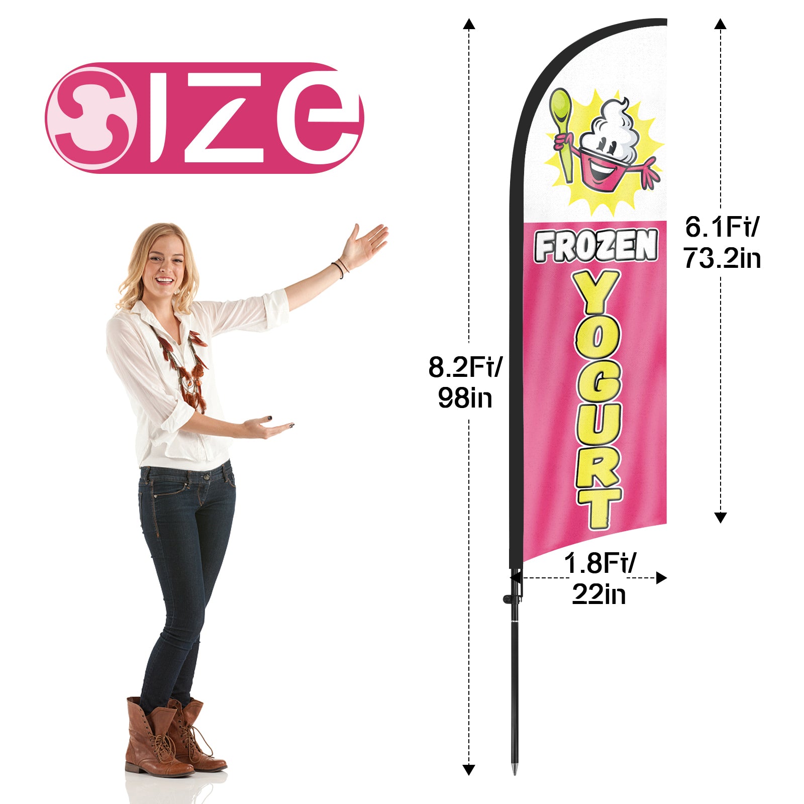 Frozen Yogurt Sign-FSFLAG 8Ft Frozen Yogurt Feather Flag Set for Frozen Yogurt Business