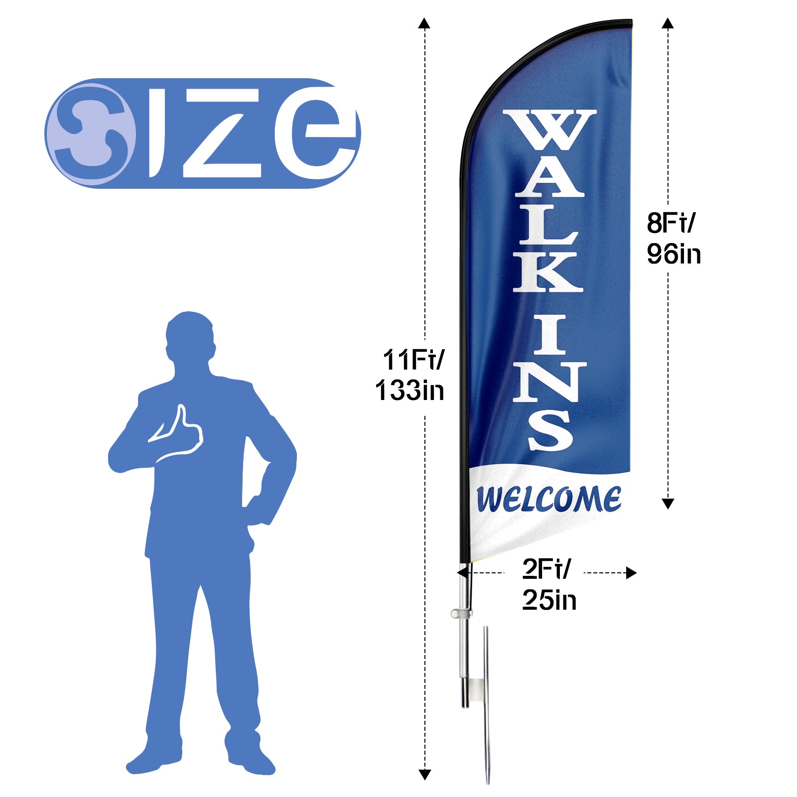 11ft Walk-Ins Welcome Feather Flag Pole Kit