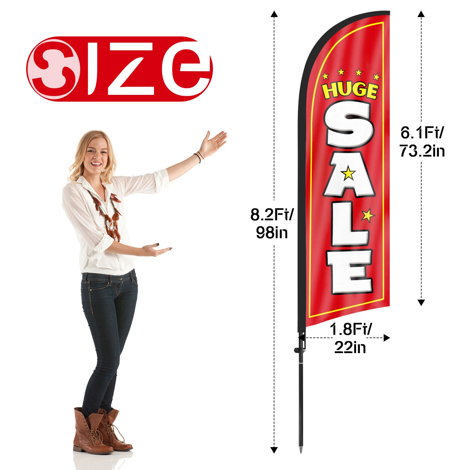 8ft Huge Sale Red Feather Flag Pole Kit