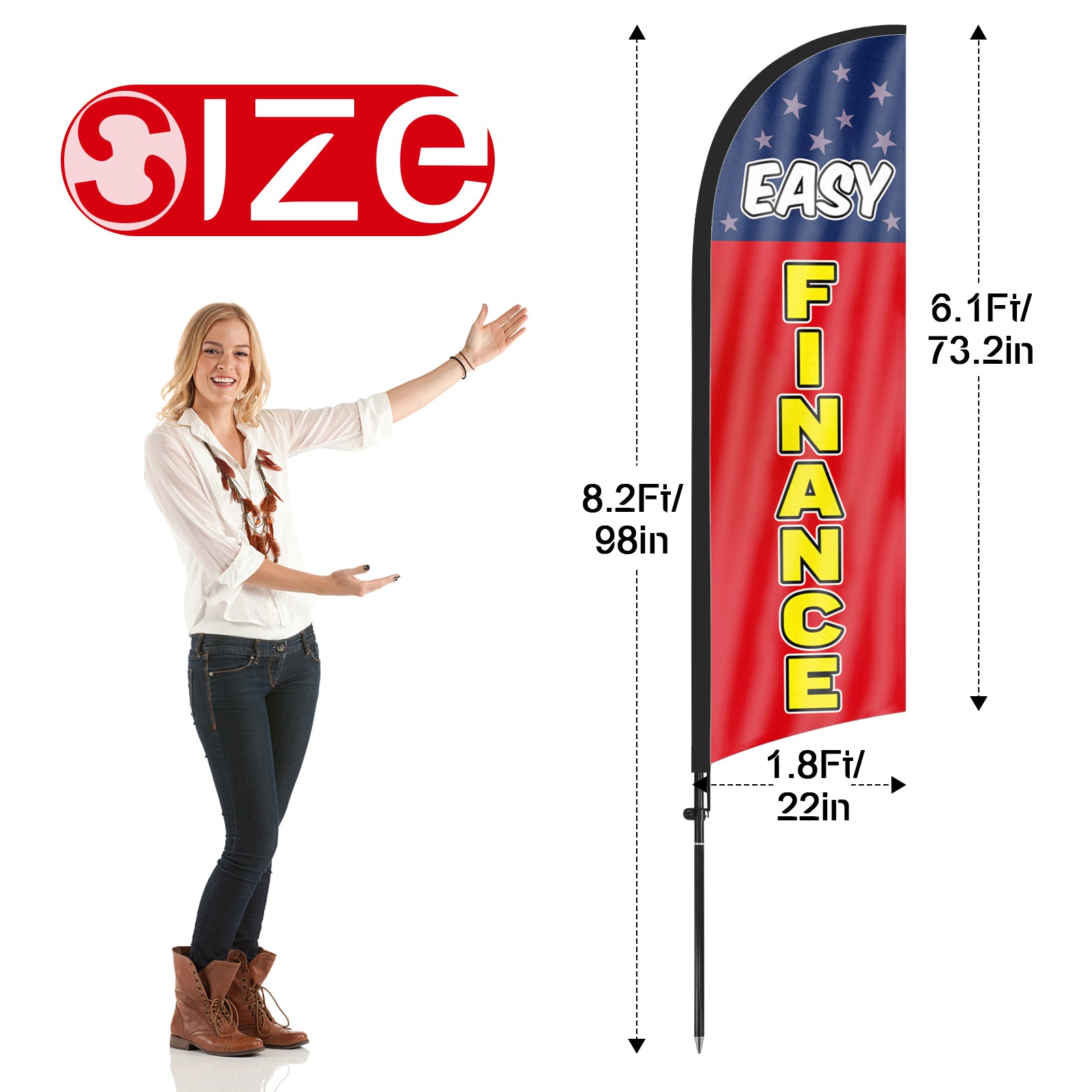 8ft Easy Finance Feather Flag with Pole and Stake