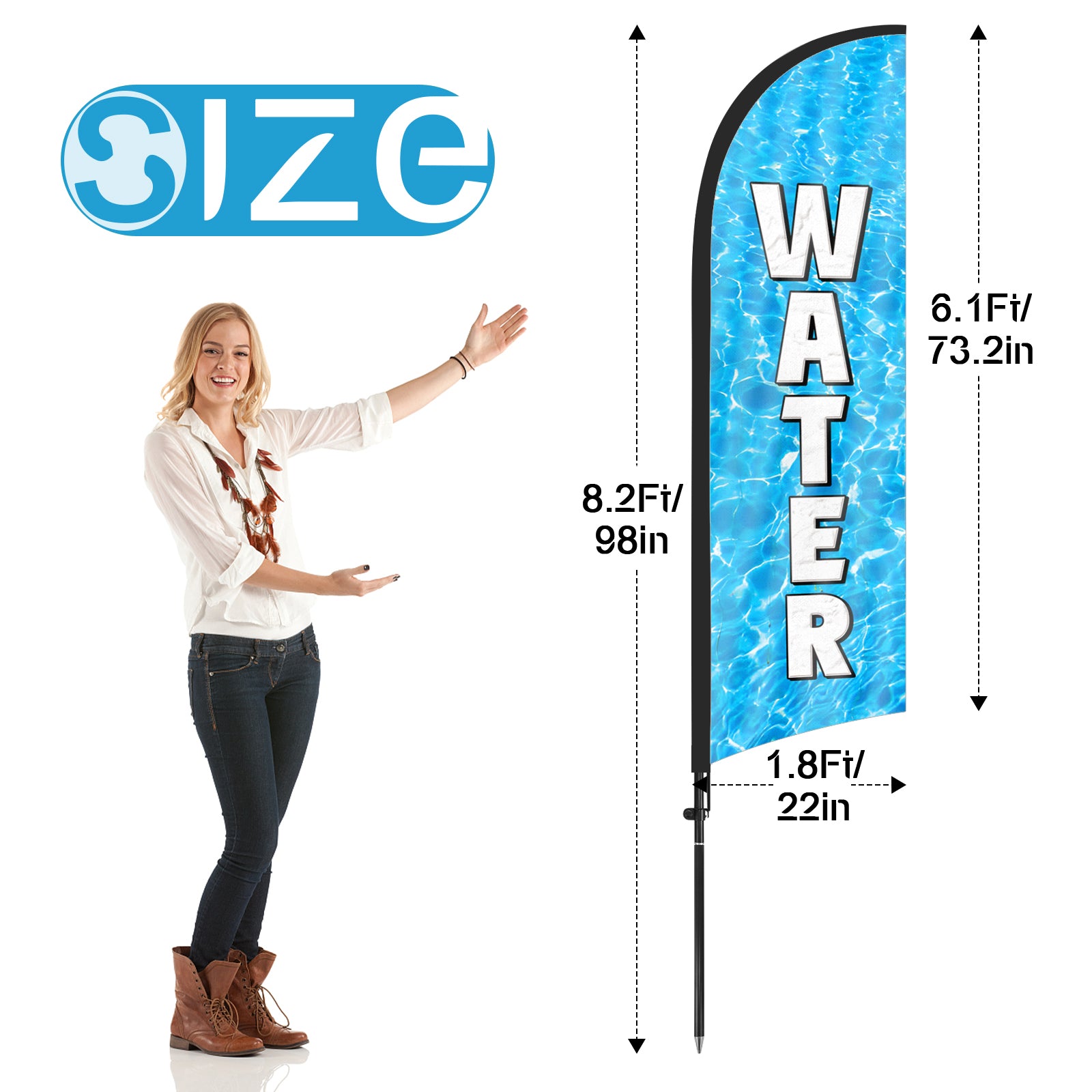 8ft Water Feather Flag with Pole and Stake