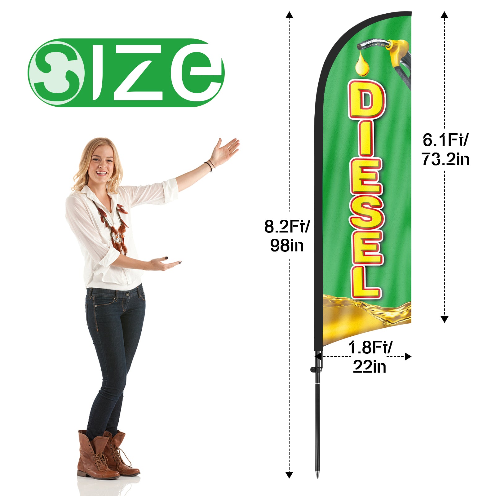 8ft Diesel 01 Feather Flag Pole Kit