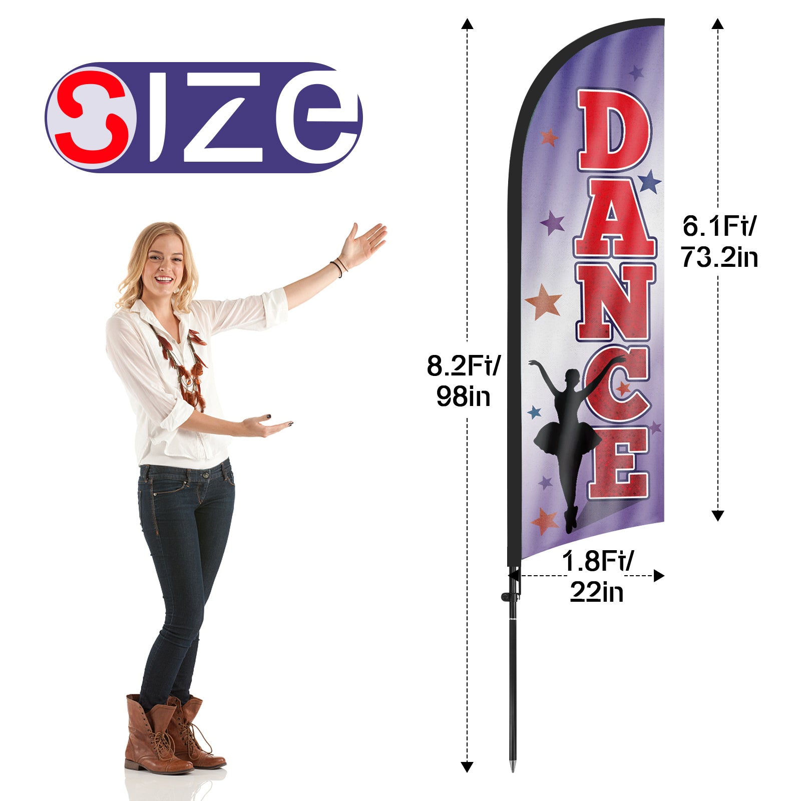 8Ft Dance Feather Flag with Pole & Stake