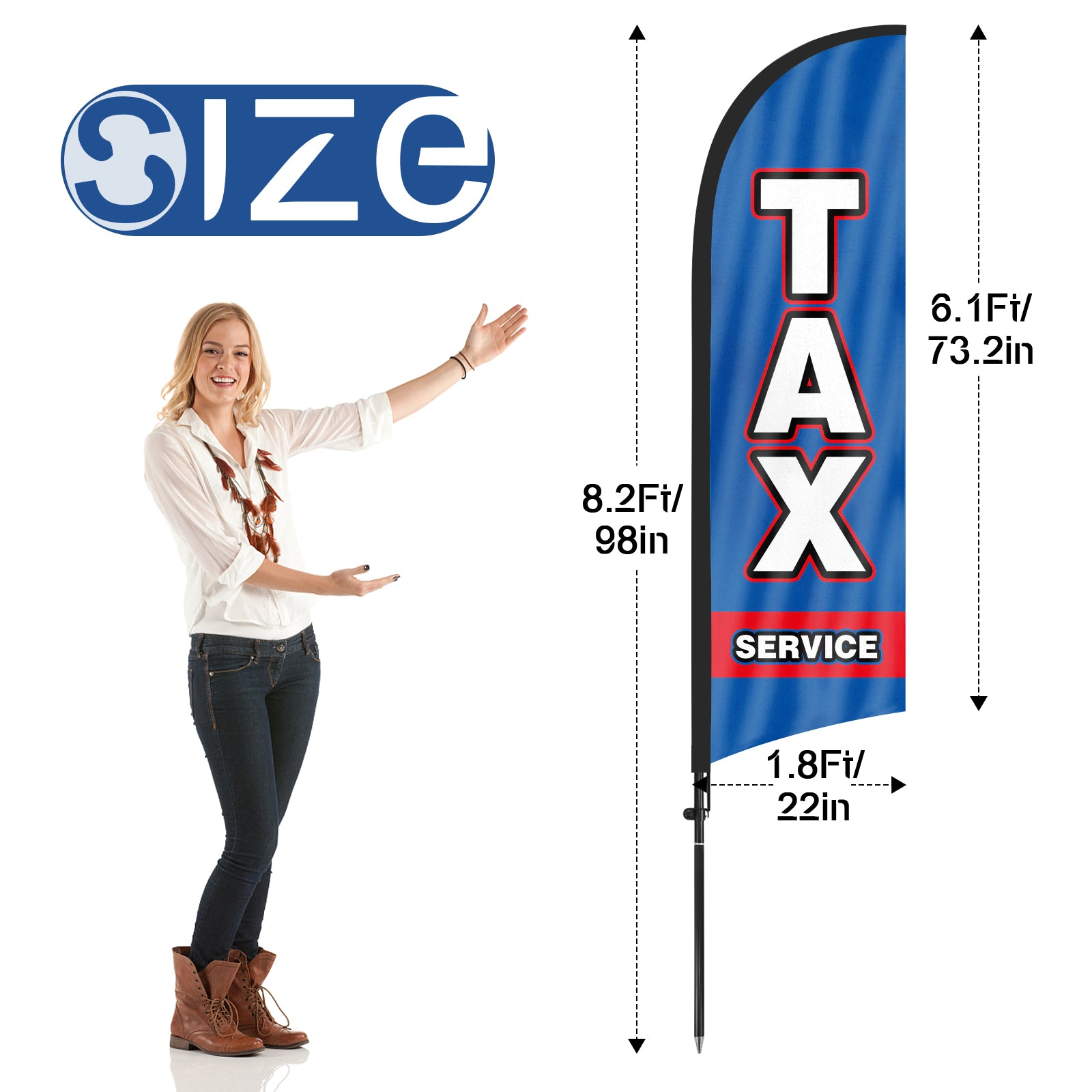 Tax Service Signs-8FT Blue Tax Service Feather Flag Pole Kit