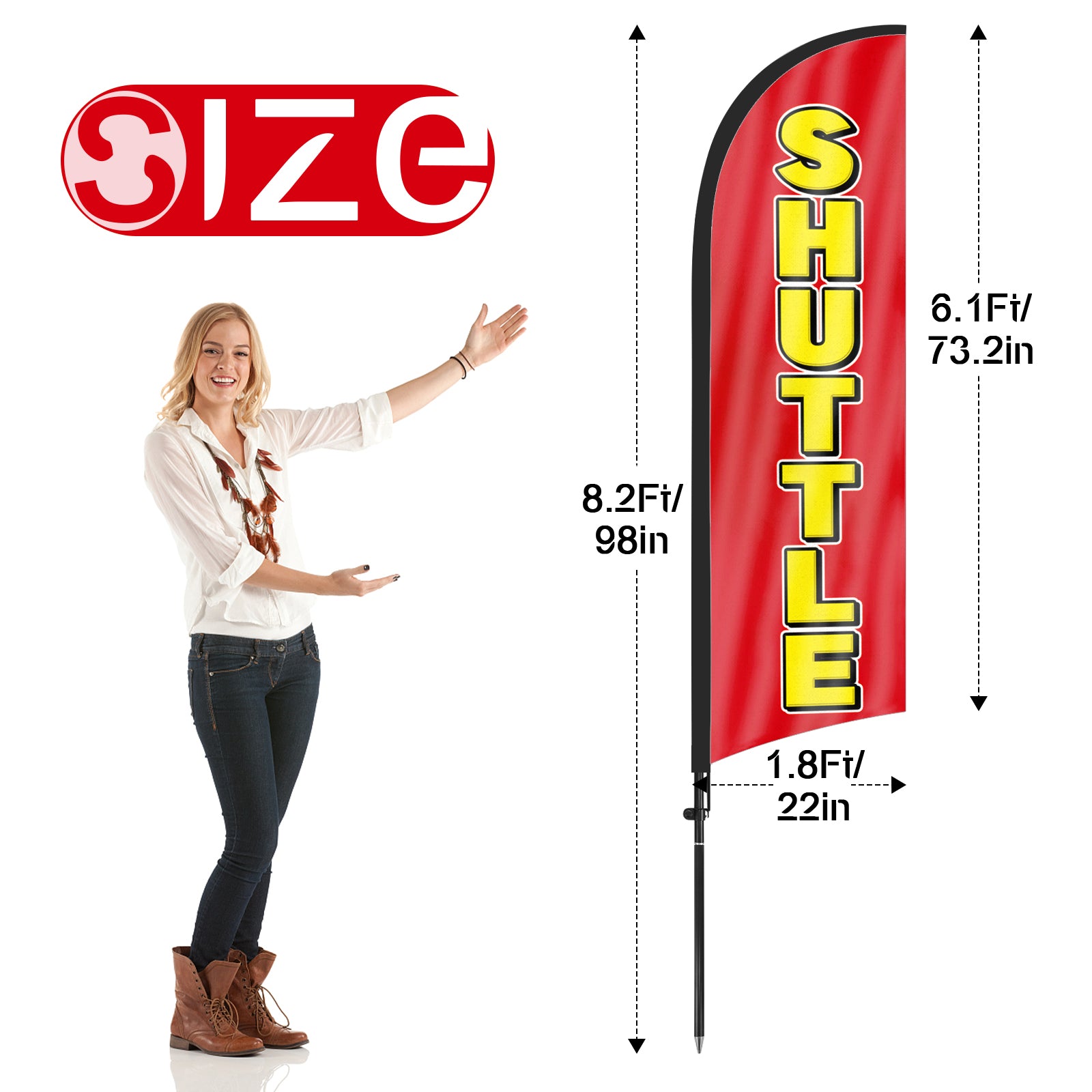 8ft Shuttle Feather Flag with Pole and Stake
