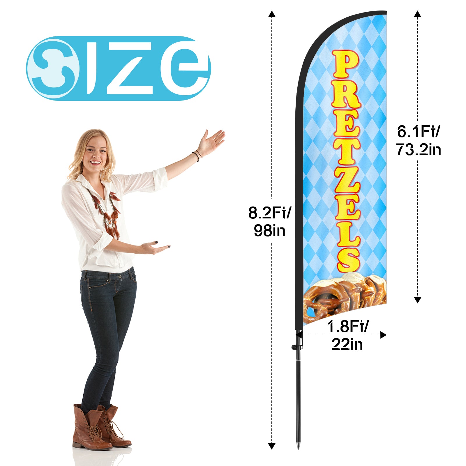 8ft Pretzels Feather Flag with Pole and Stake