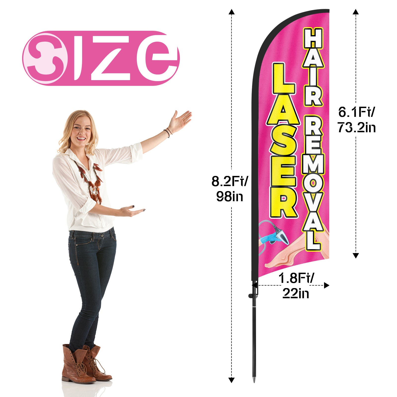 8Ft Laser Hair Removal Feather Flag Kit