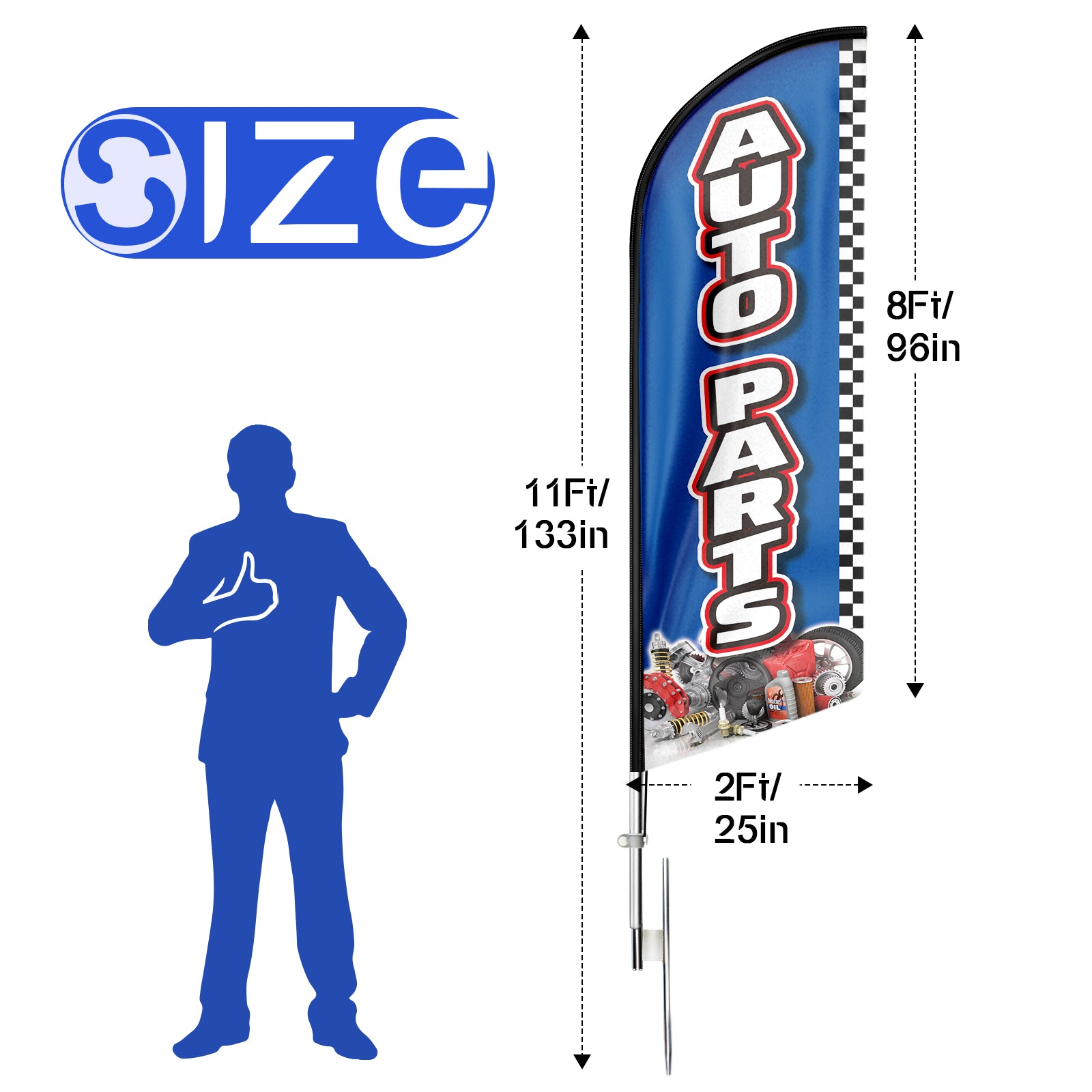 FSFLAG Auto Parts Swooper Flag Feather Flag Pole Kit