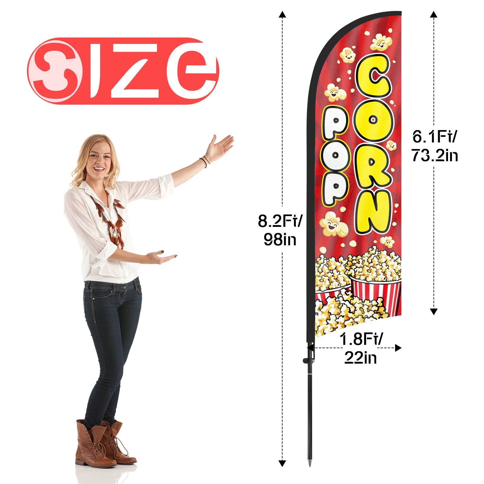 8FT Pop Corn 01 Feather Flag Pole Kit