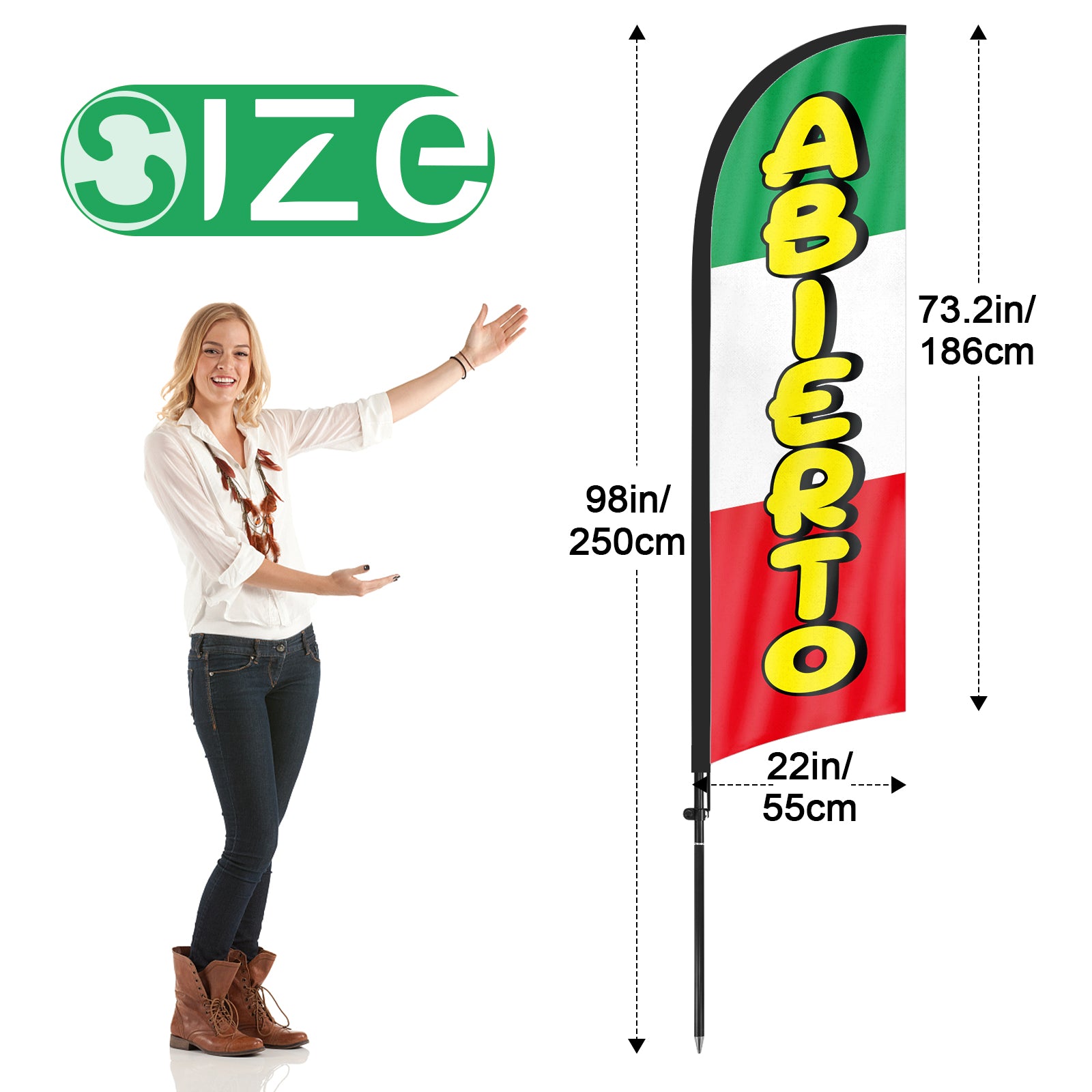 8ft Abierto 01 Feather Flag with Pole and Stake
