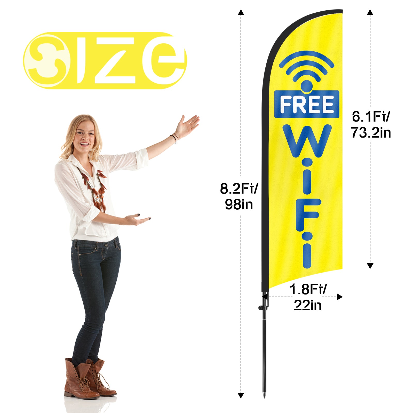 8ft Free WiFi 01 Feather Flag for Free WiFi Business