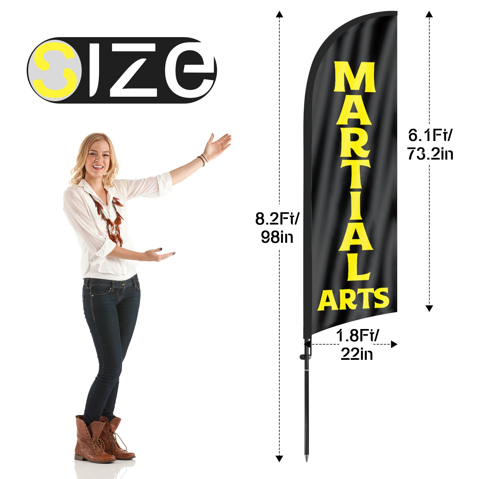 8Ft Martial Arts Feather Flag with Pole & Stake