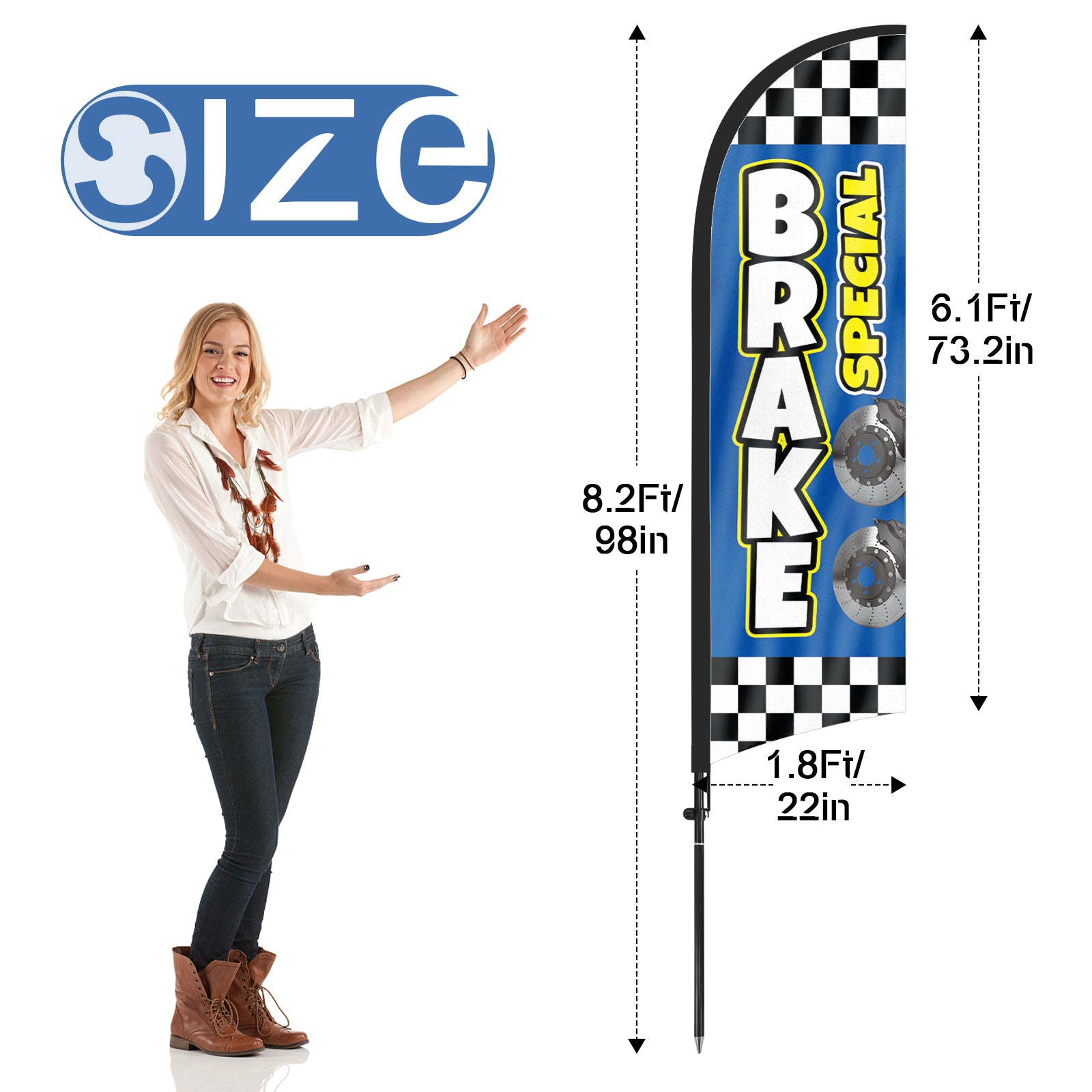 8ft Brake Special Feather Flag with Pole and Stake