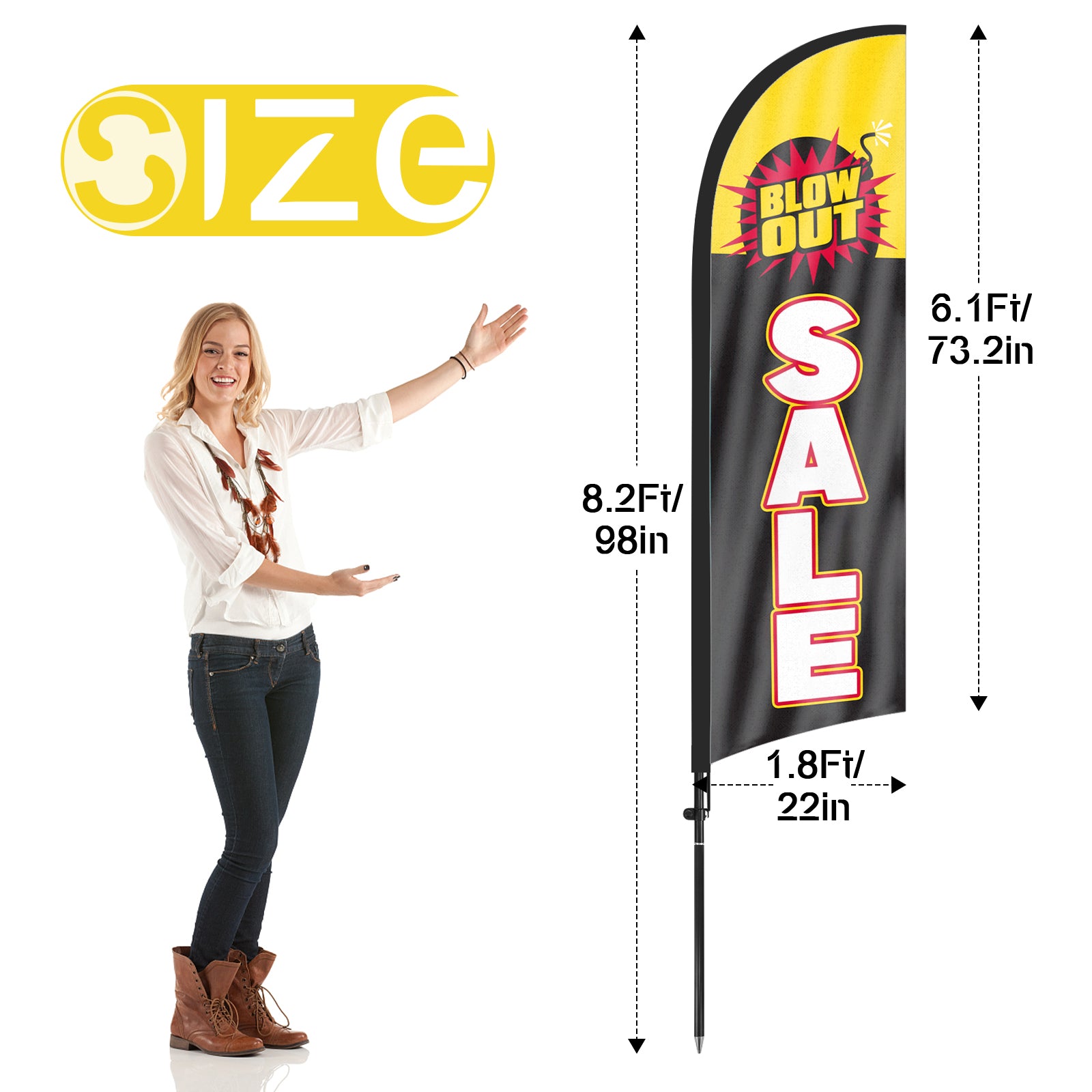 8ft Blowout Sale Black Feather Flag Pole Kit