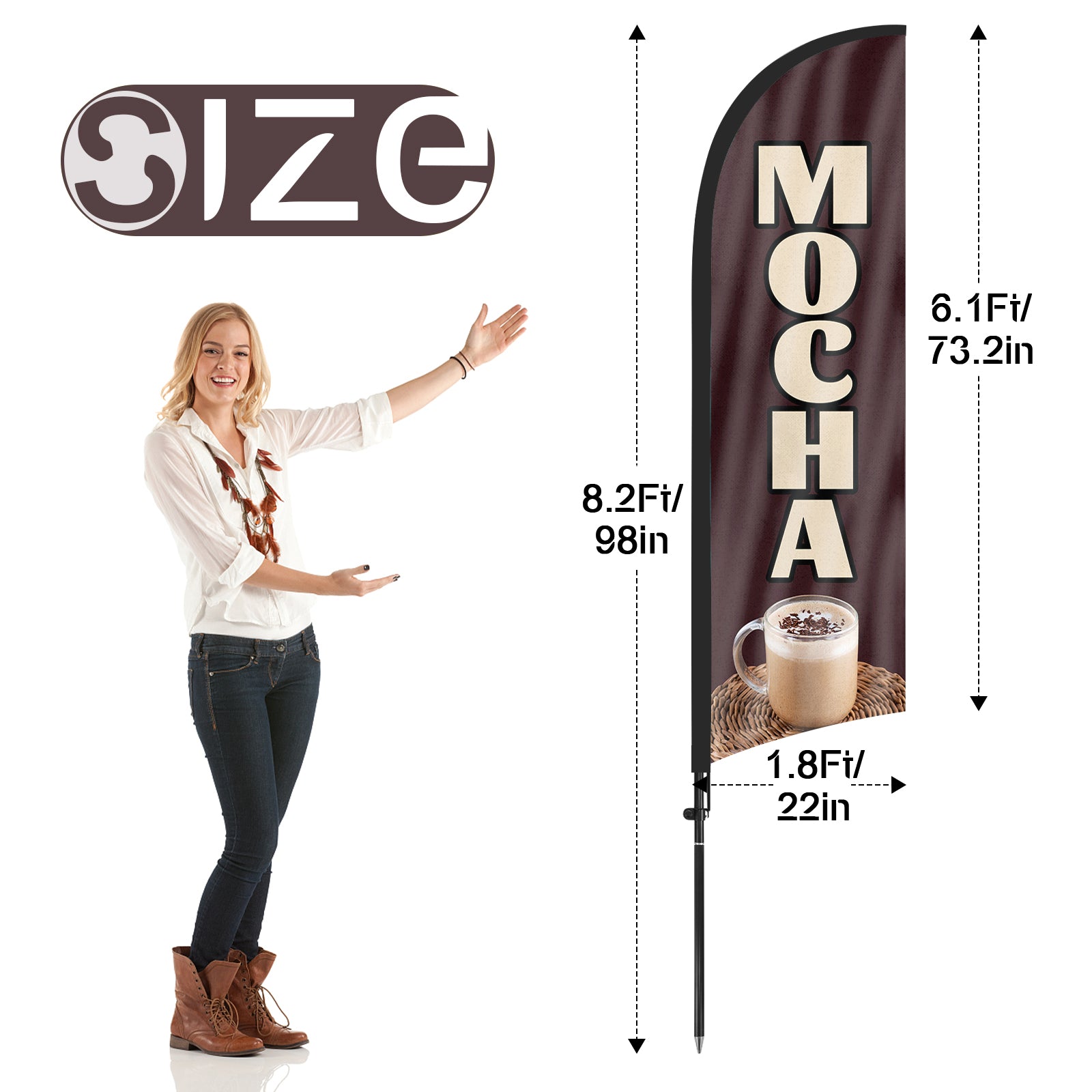Mocha Flags-8ft Mocha 01 Feather Flag Kit with Pole and Stake