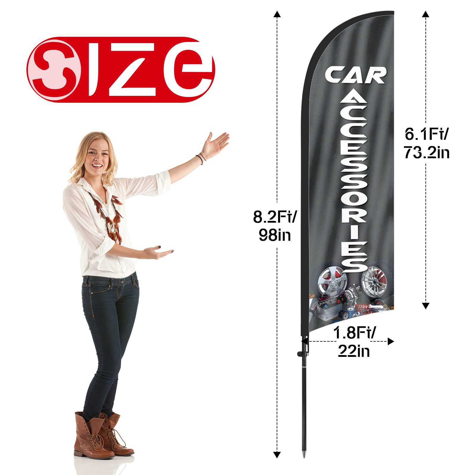8ft Car Accessories Feather Flag with Pole and Stake
