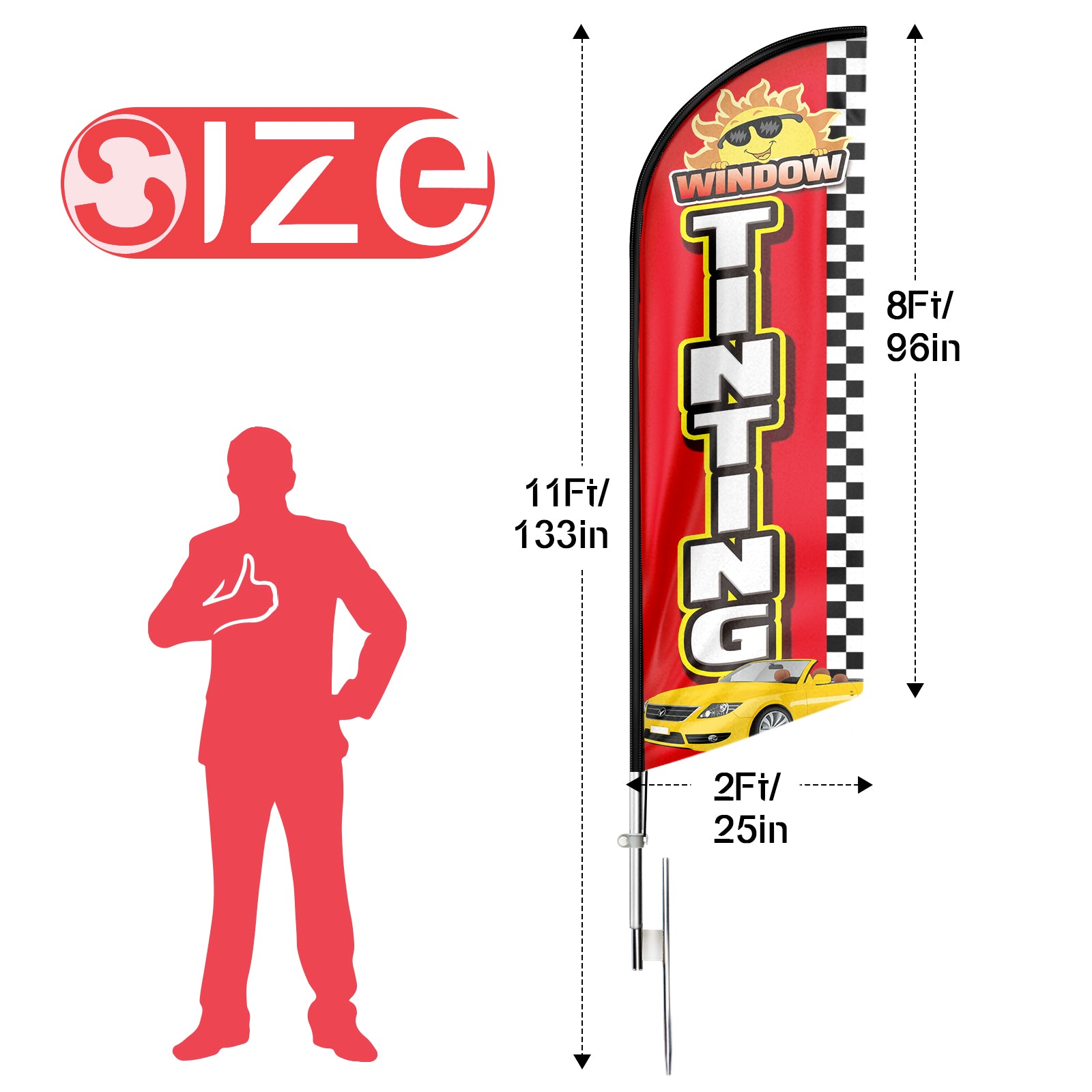 Window Tint Signs-FSFLAG Window Tinting Swooper Flag Feather Flag Pole Kit