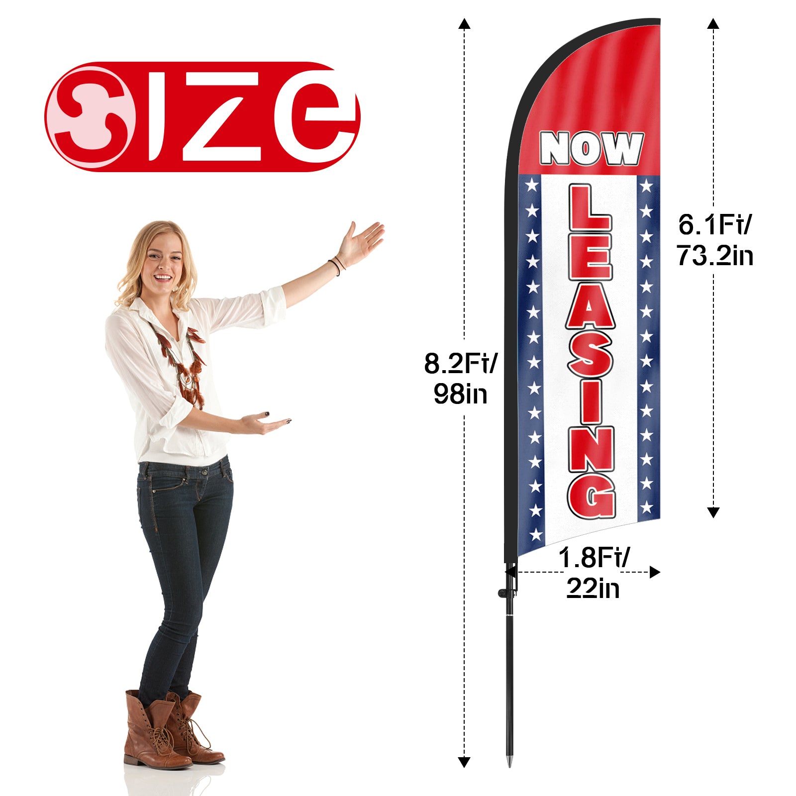 FSFLAG Now Leasing Swooper Feather Flag Pole Kit