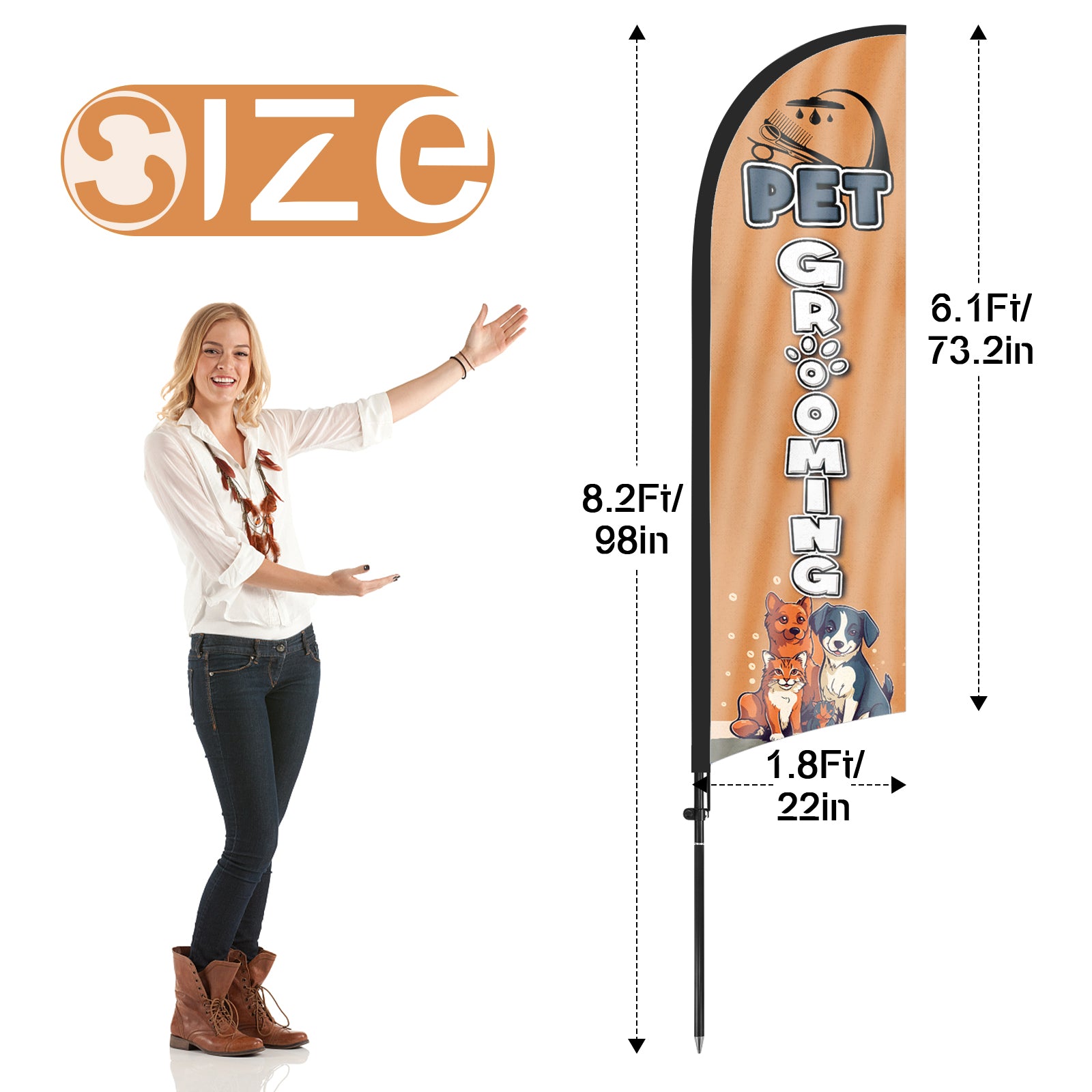 8ft Pet Grooming 02 Feather Flag Pole Kit for Pet Grooming Business