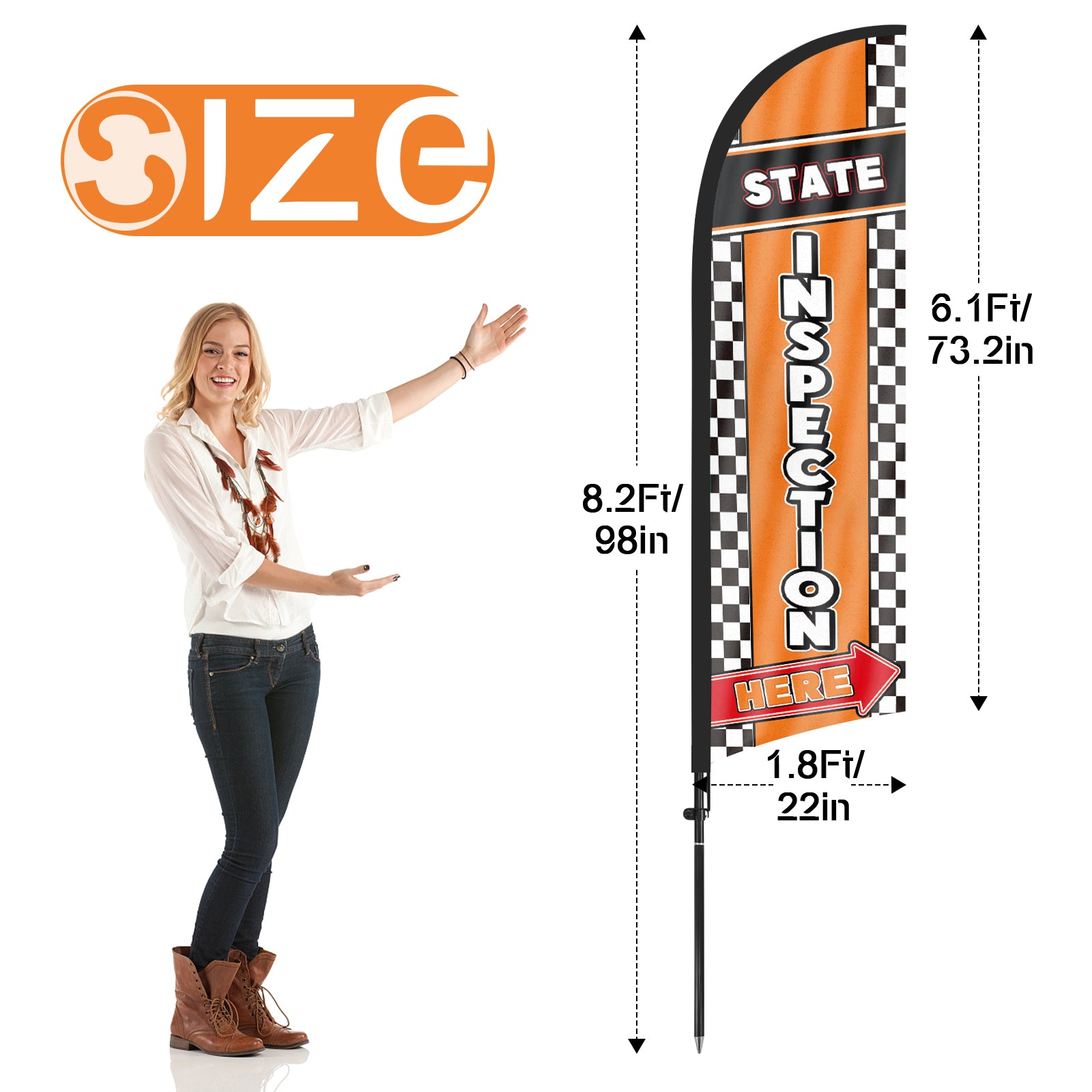 8FT State Inspection Here Feather Flag Pole Kit