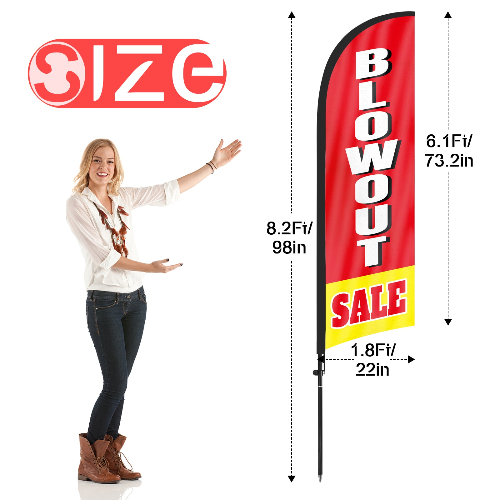 8ft Blowout Sale Red Feather Flag Pole Kit